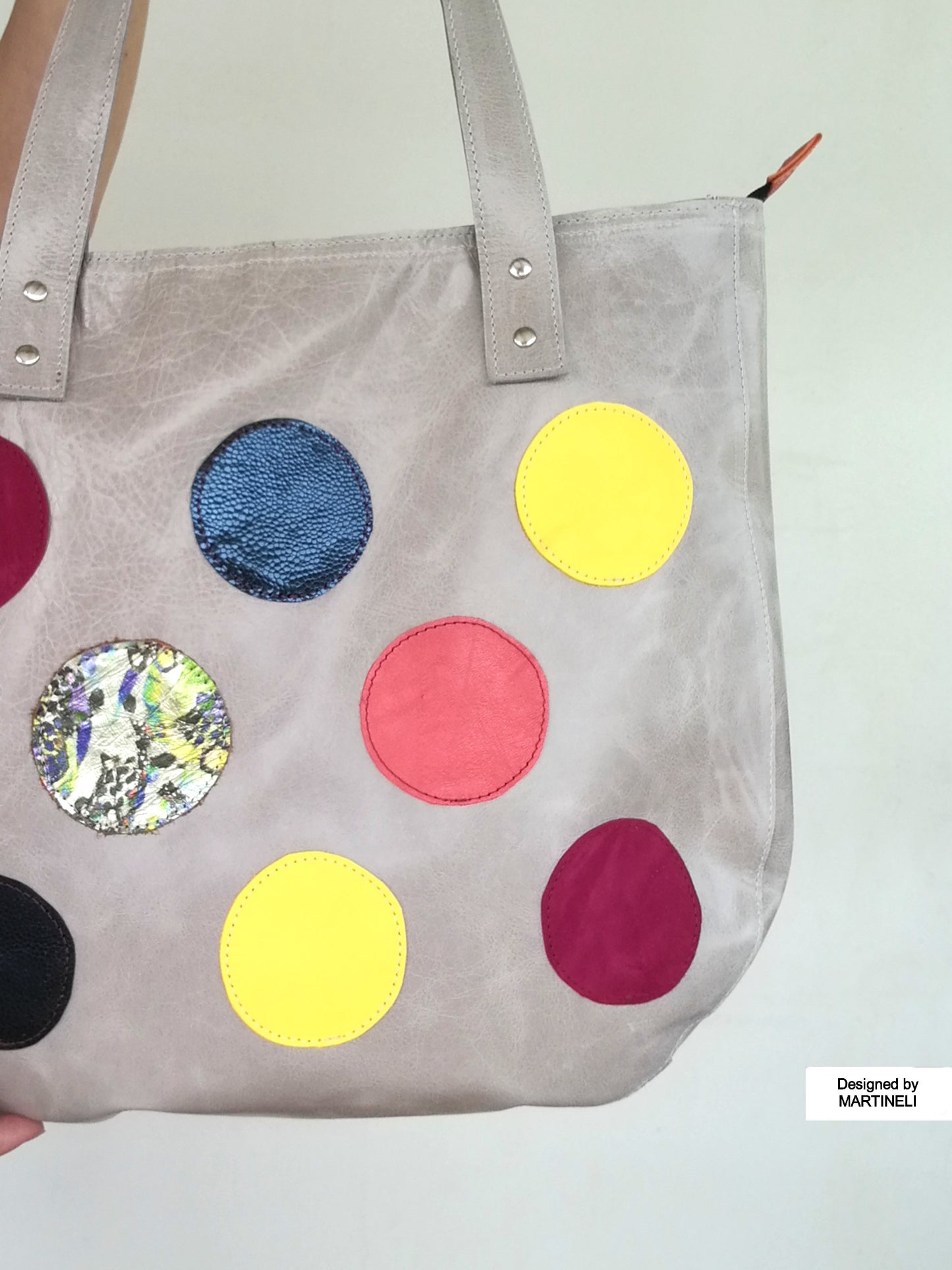 Extra Large Leather Tote Bag Gray Italian Leather Shoulder Bag