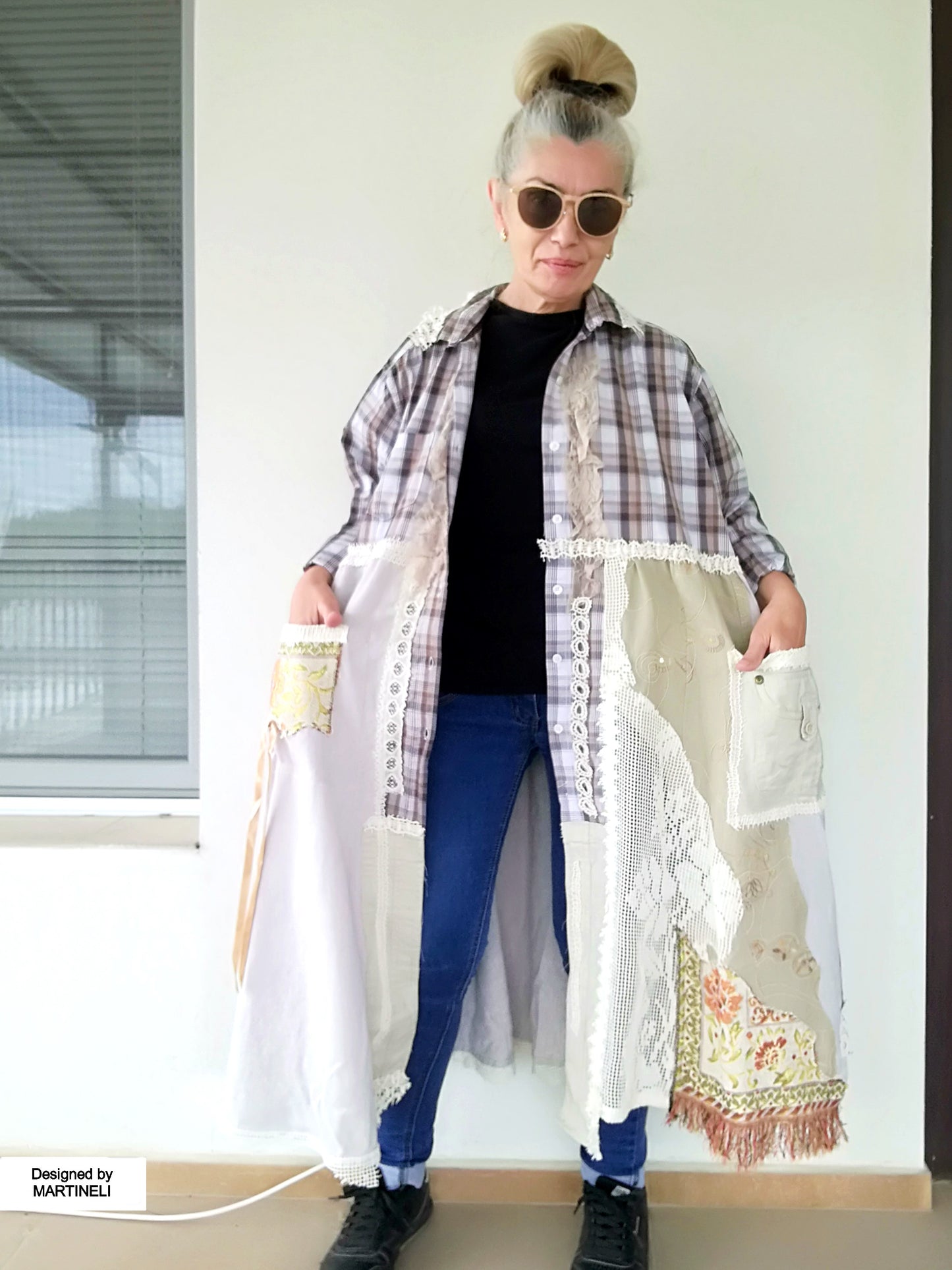 Plus Size Linen Jacket Dress 2X Maxi Beige Boho Shirt Dress