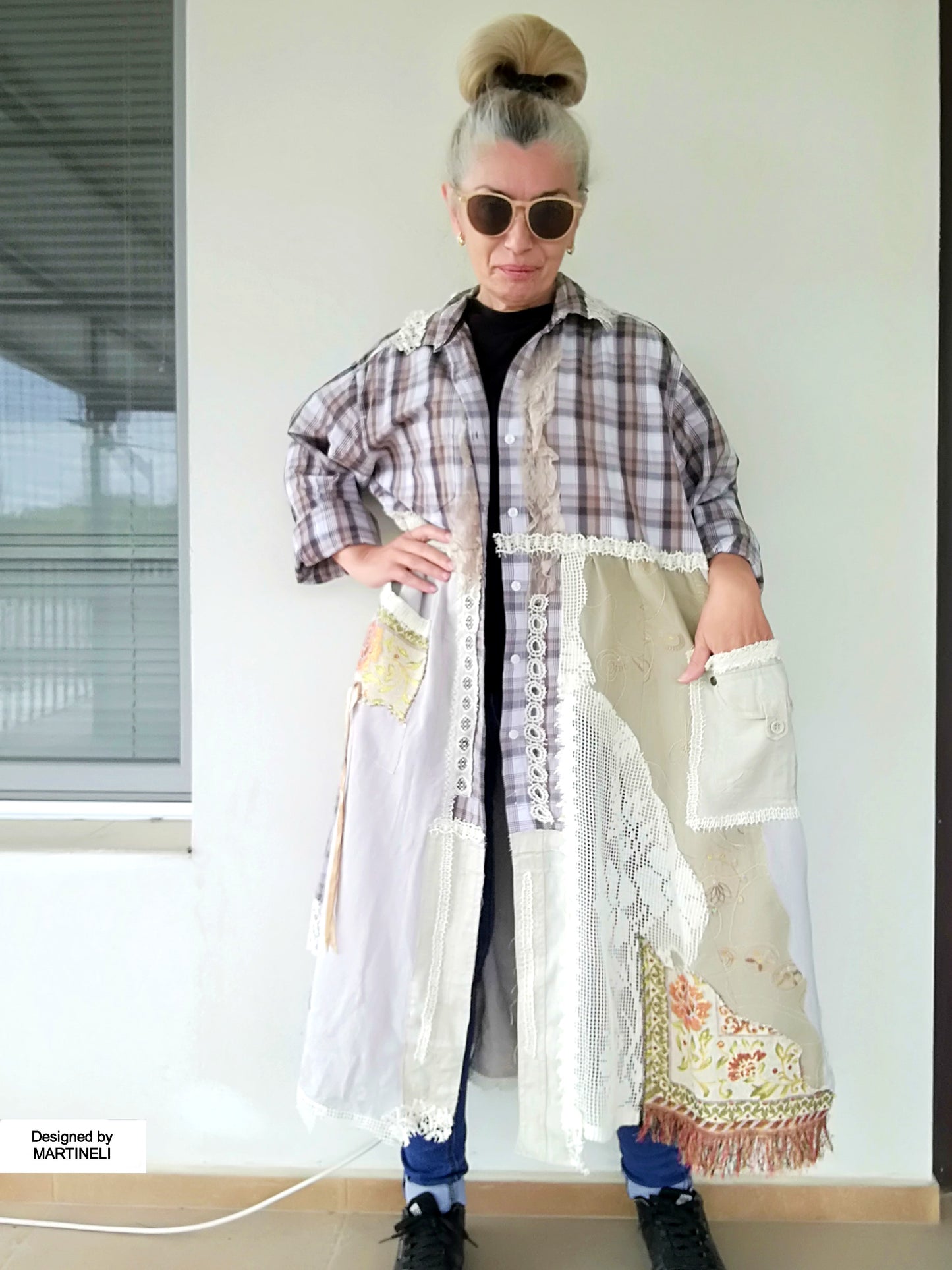 Plus Size Linen Jacket Dress 2X Maxi Beige Boho Shirt Dress