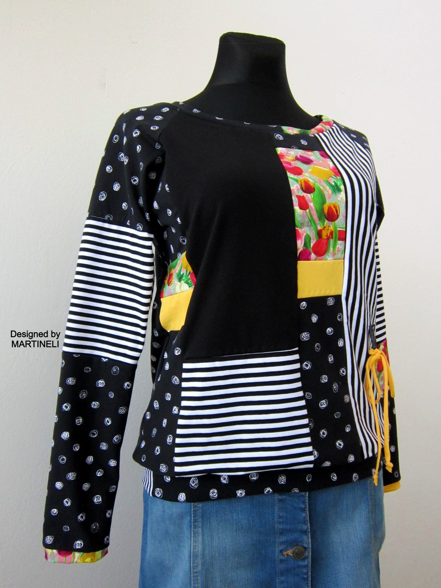 Long Sleeves T-Shirt Top for Women,M Striped Cotton Top