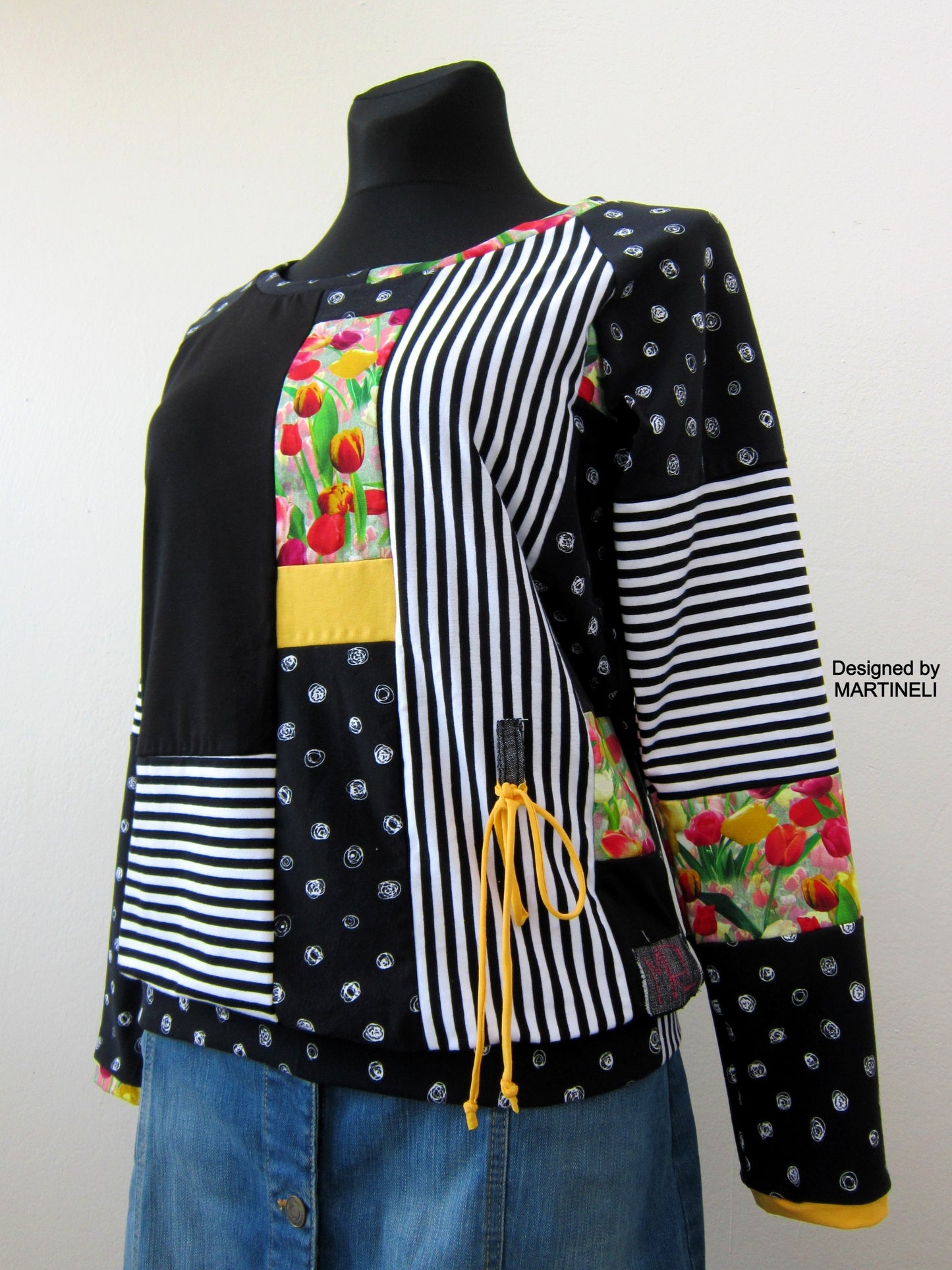 Long Sleeves T-Shirt Top for Women,M Striped Cotton Top