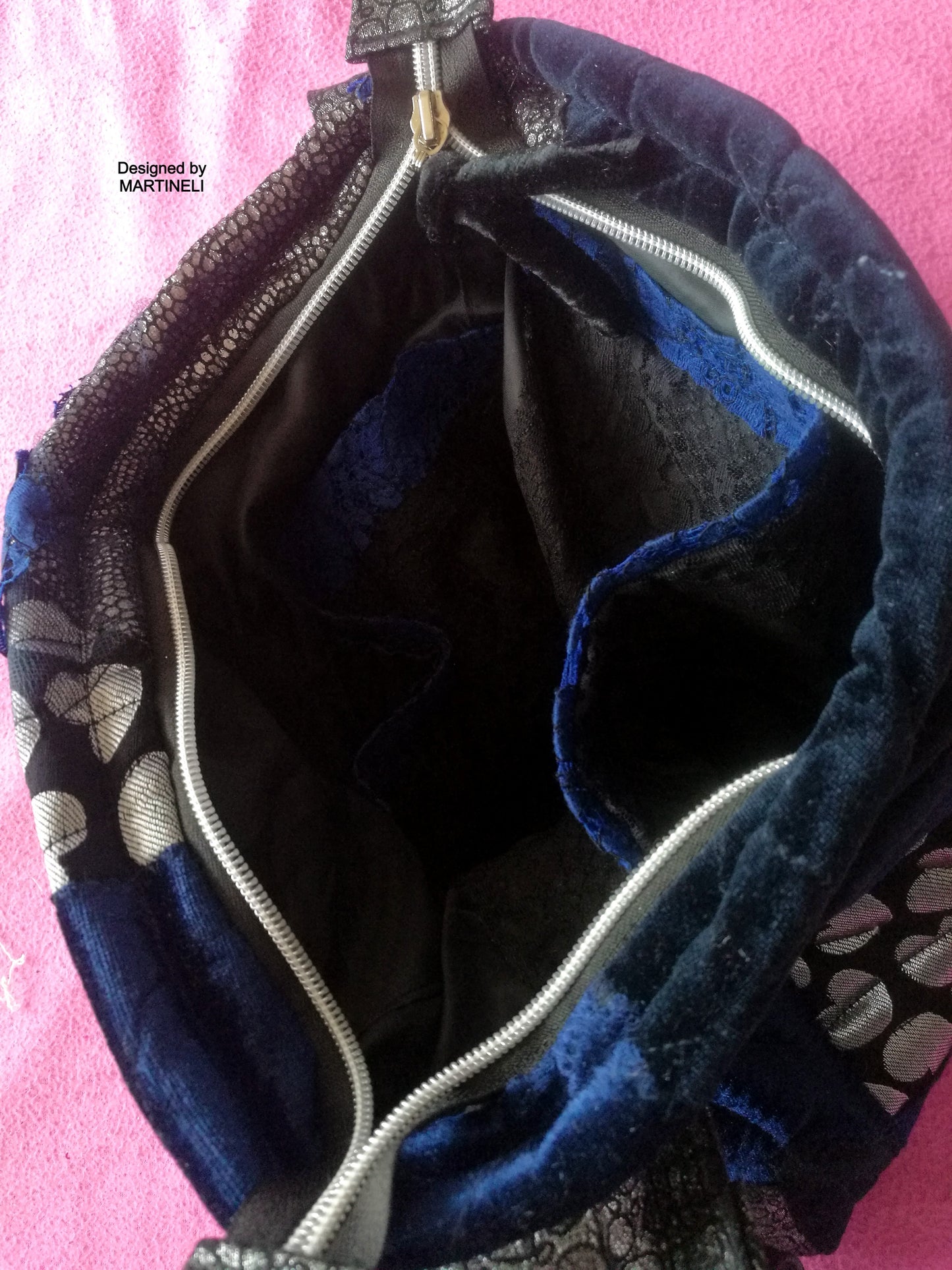 Blue Tassel Bag,Crossbody Velvet Bag,Blue Messenger Bag