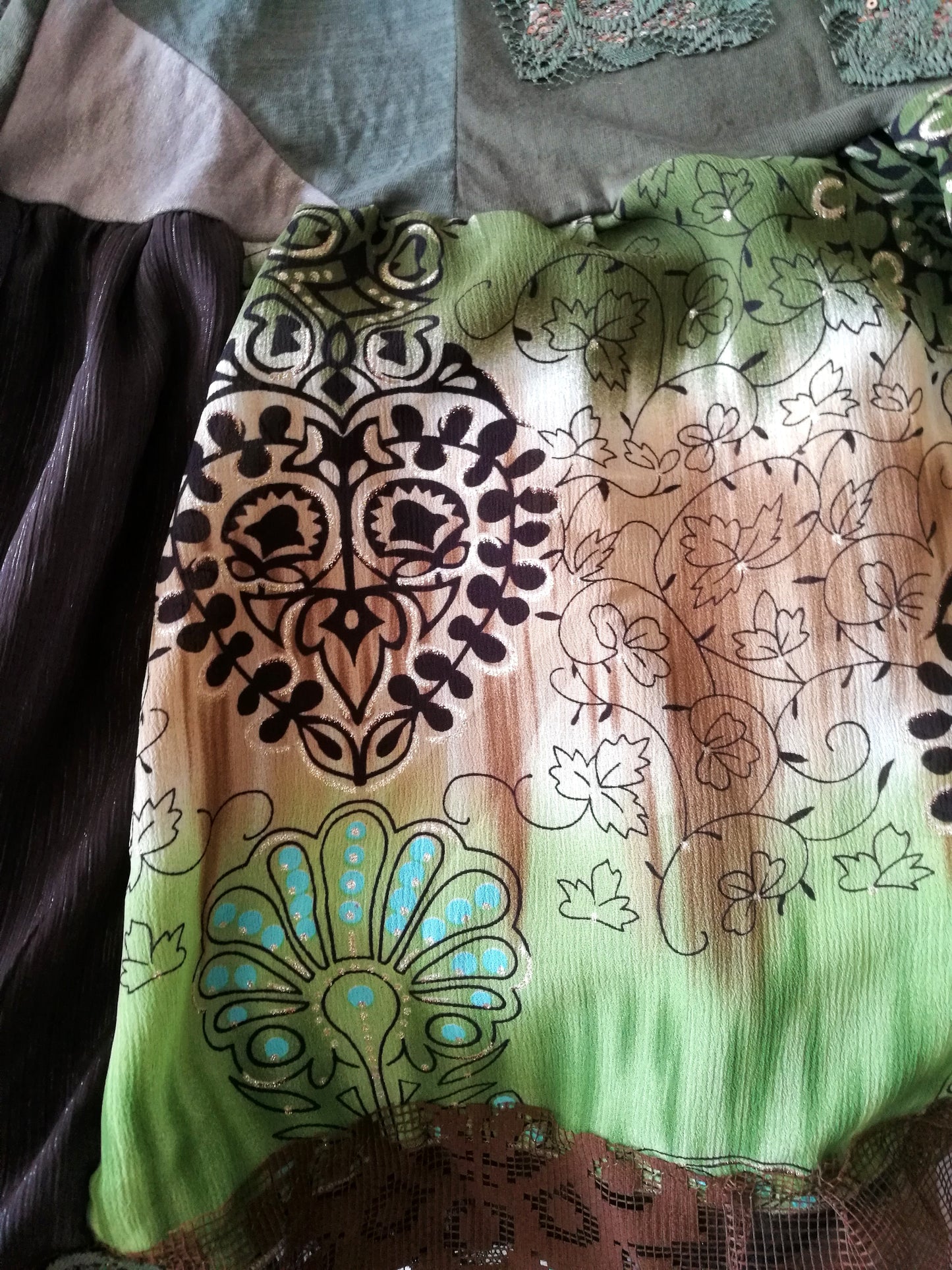 Khaki Green T-Shirt Dress,L/XL Short Sleeves Cotton Dress