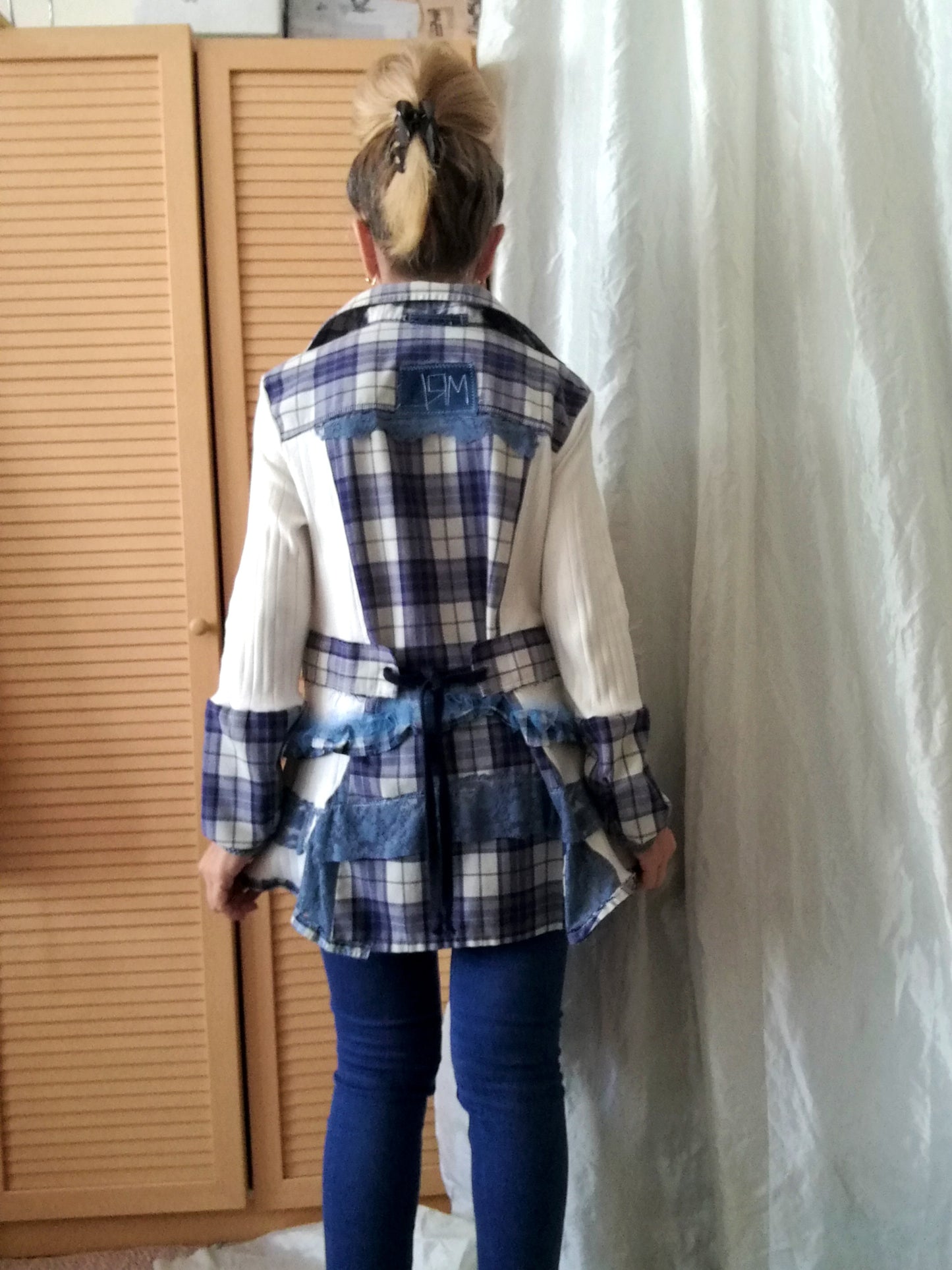 Plaid Duster Dress,S Blue Shirt Dress