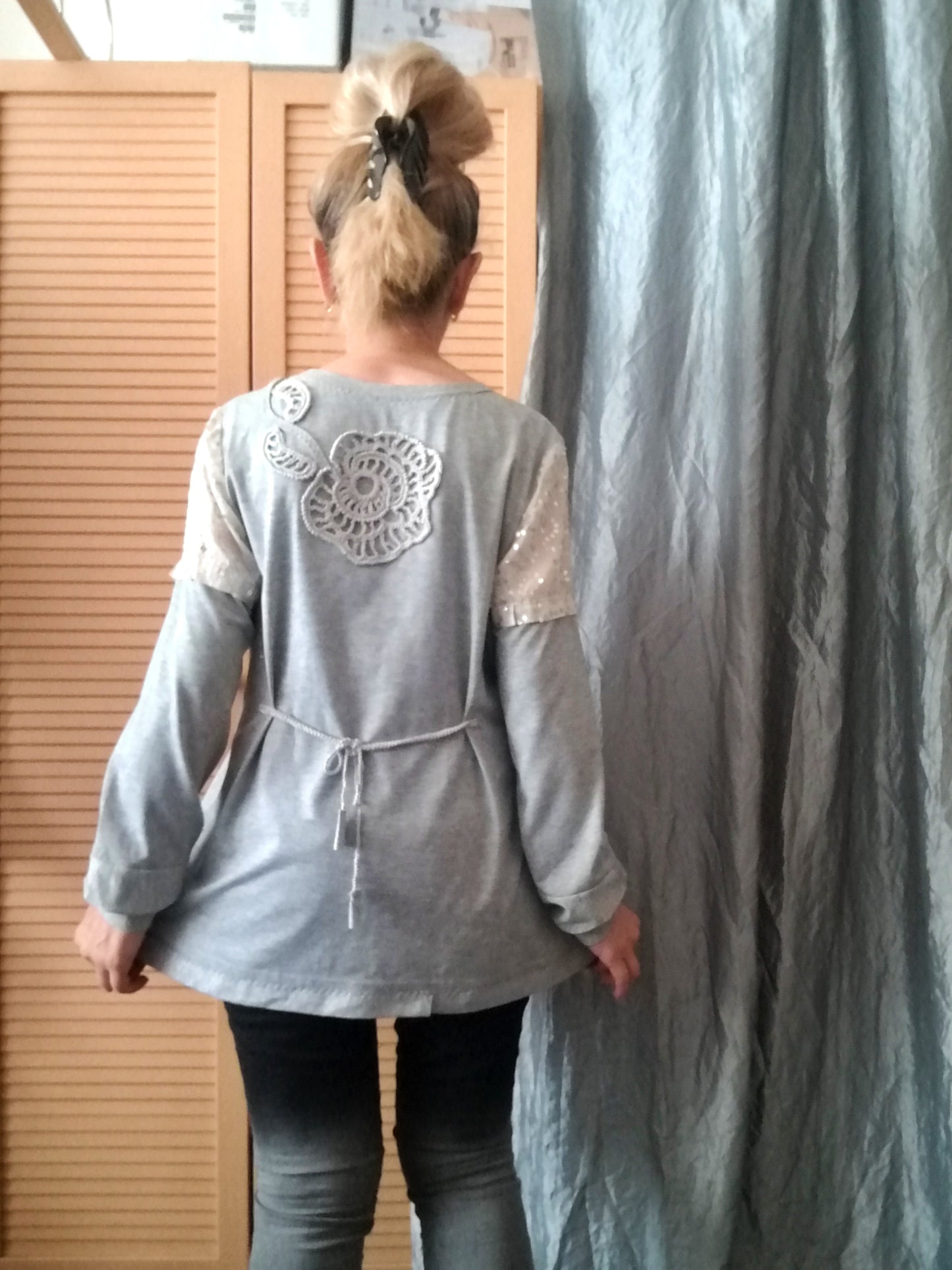 Gray Tunic Dress,M Casual Chic Cotton Top