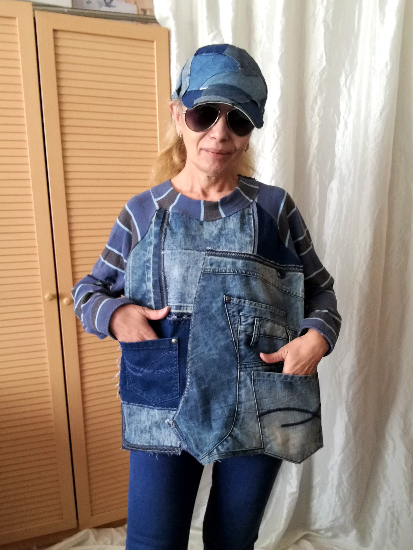 Plus Size Denim Top,XL/2XL Long Sleeves T-Shirt