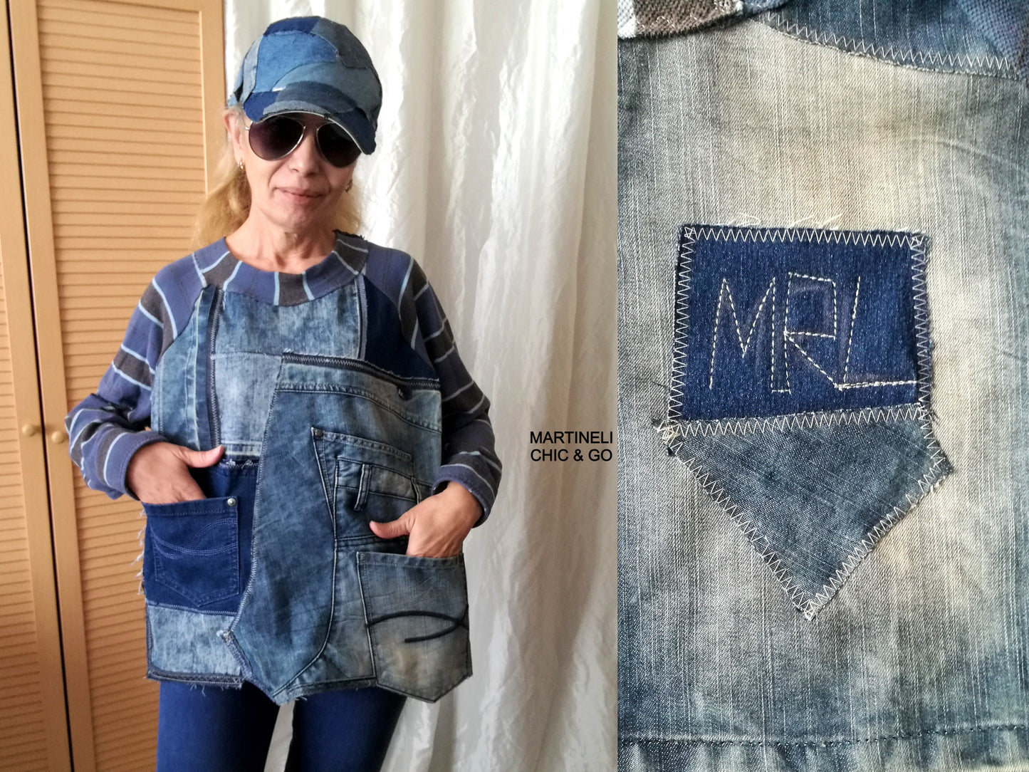 Plus Size Denim Top,XL/2XL Long Sleeves T-Shirt