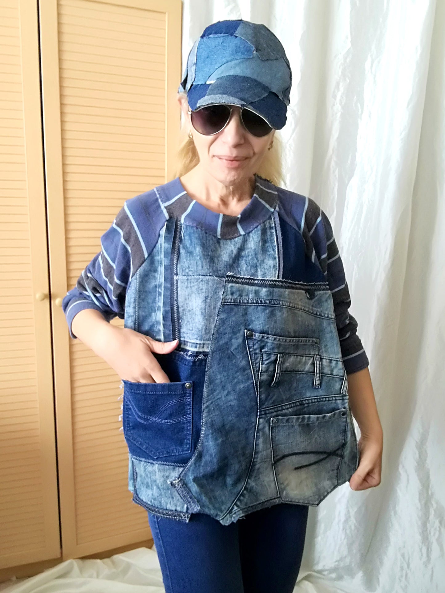 Plus Size Denim Top,XL/2XL Long Sleeves T-Shirt