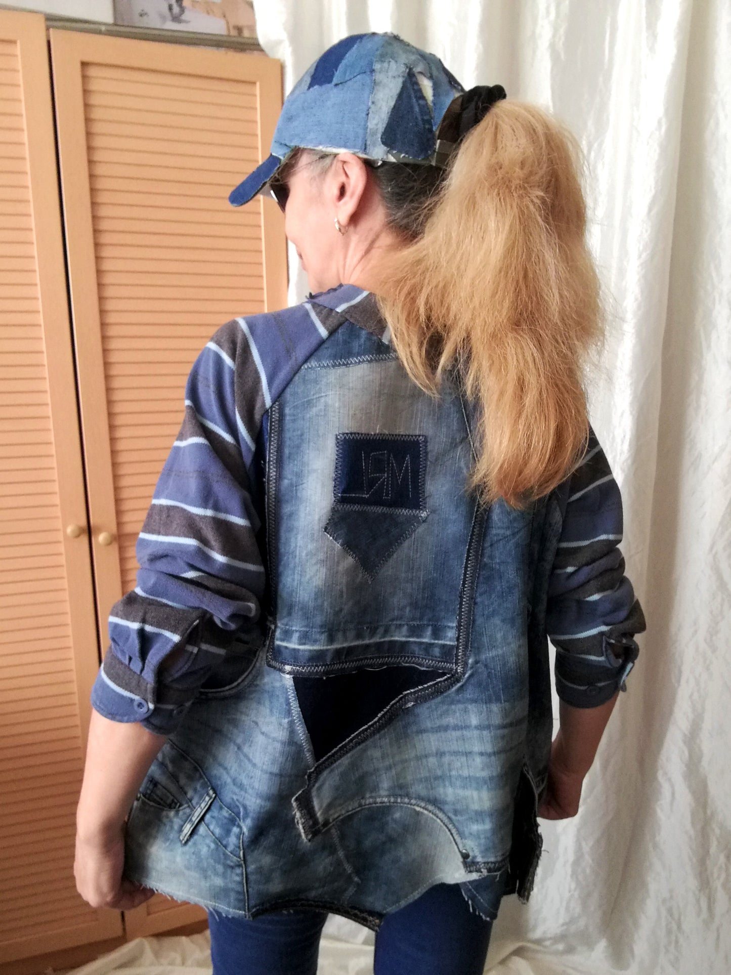 Plus Size Denim Top,XL/2XL Long Sleeves T-Shirt