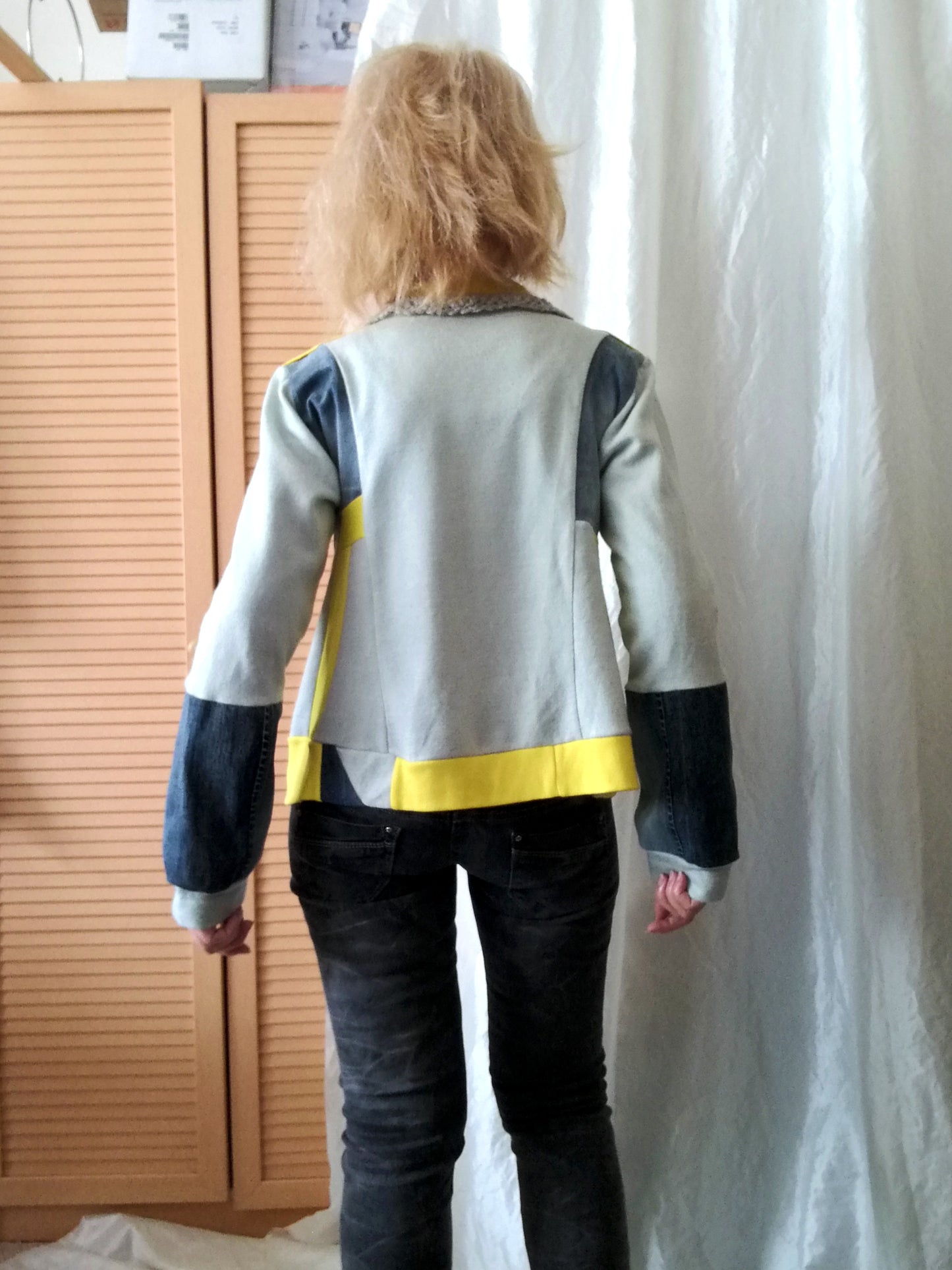 Crop Denim Jacket,M Patchwork Cardigan Jacket