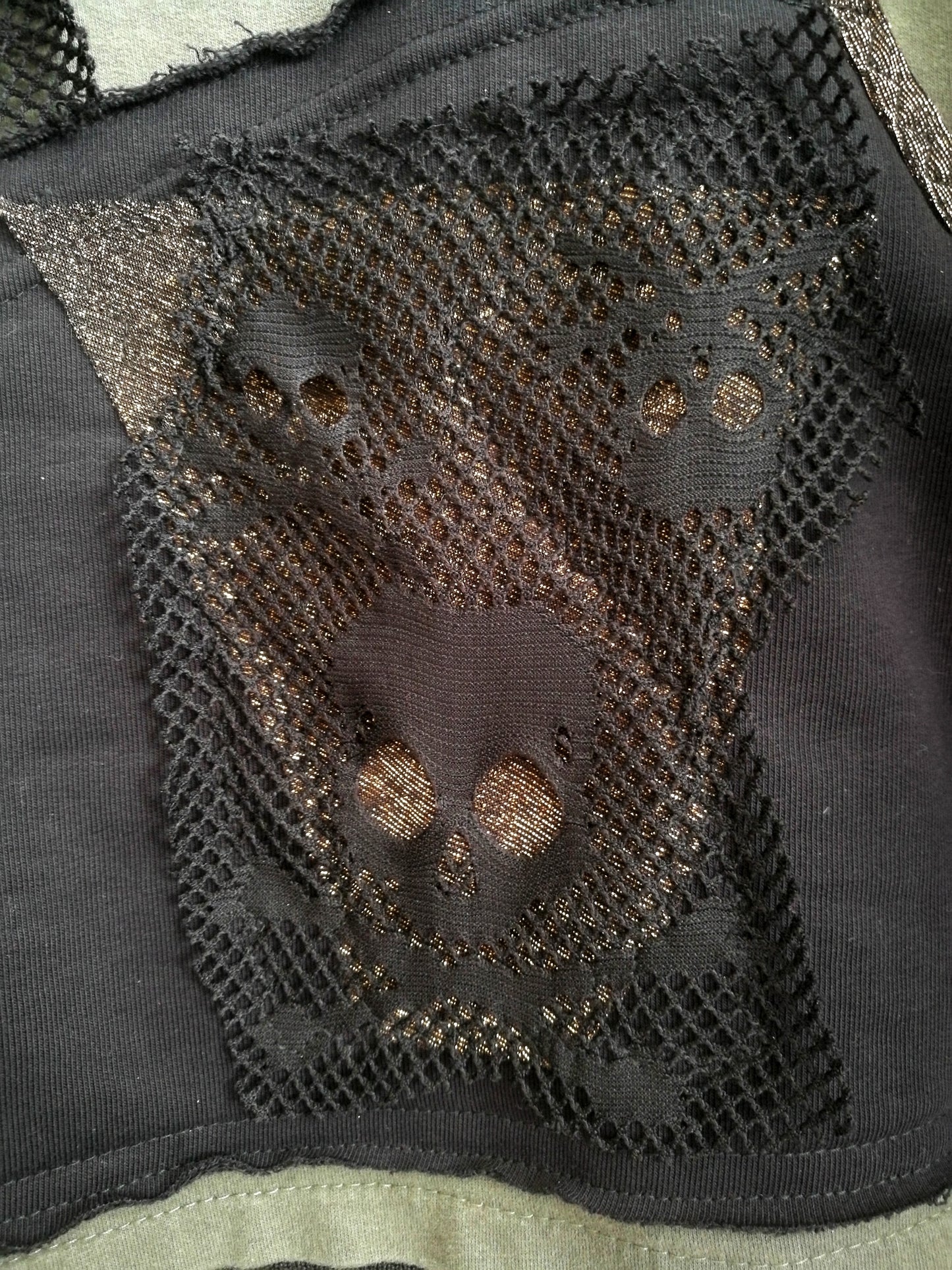 Khaki Hooded Sweatshirt,XL Women`s Hoodie with Skulls
