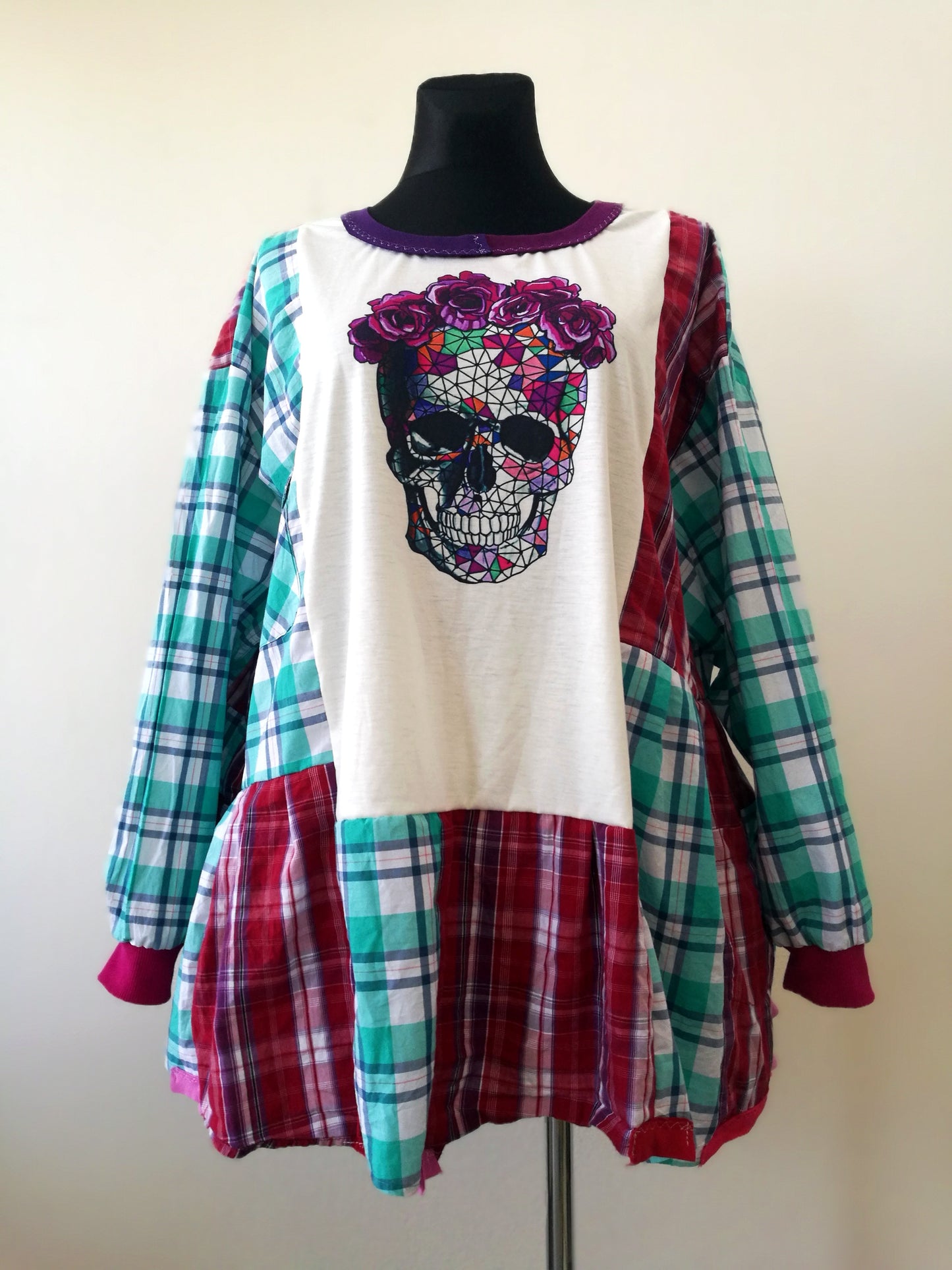 Plus Size T-Shirt Dress,5XL Maxi Skull Dress