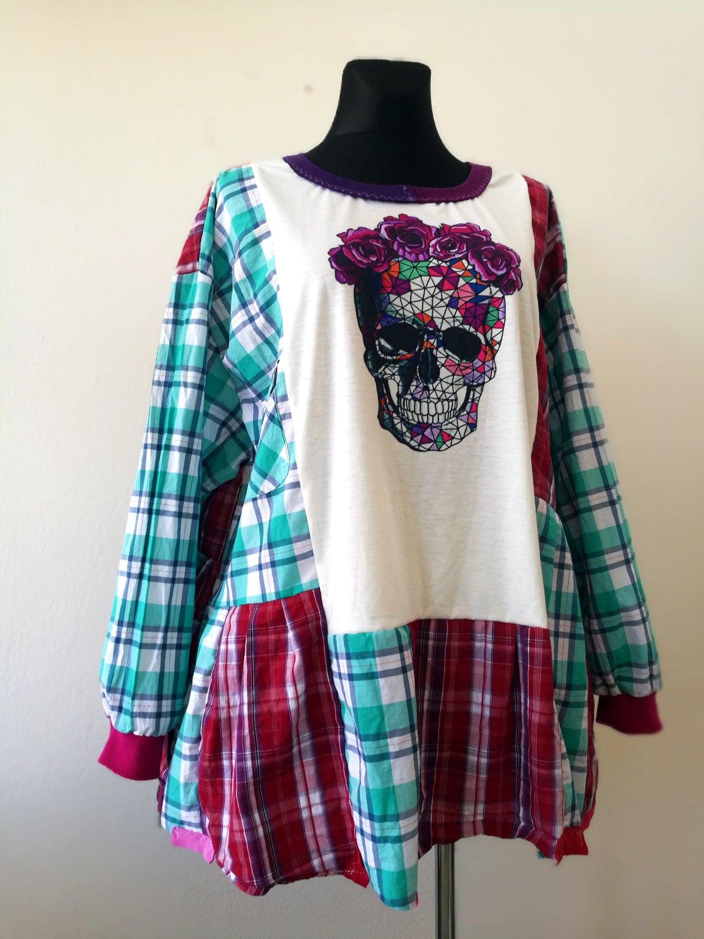 Plus Size T-Shirt Dress,5XL Maxi Skull Dress