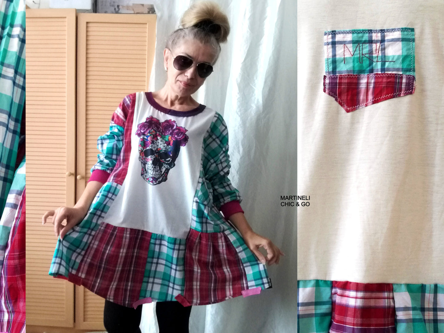 Plus Size T-Shirt Dress,5XL Maxi Skull Dress