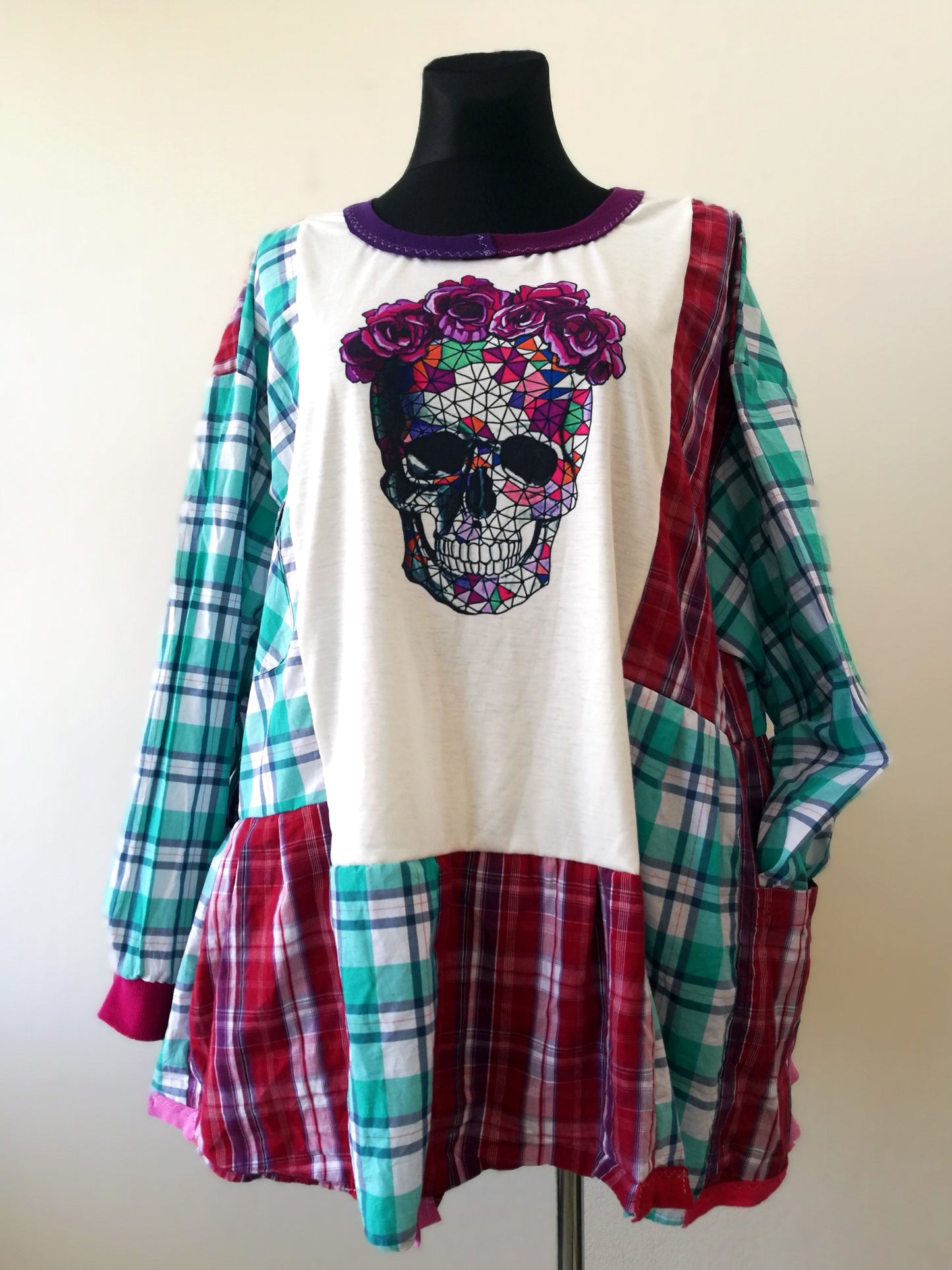Plus Size T-Shirt Dress,5XL Maxi Skull Dress