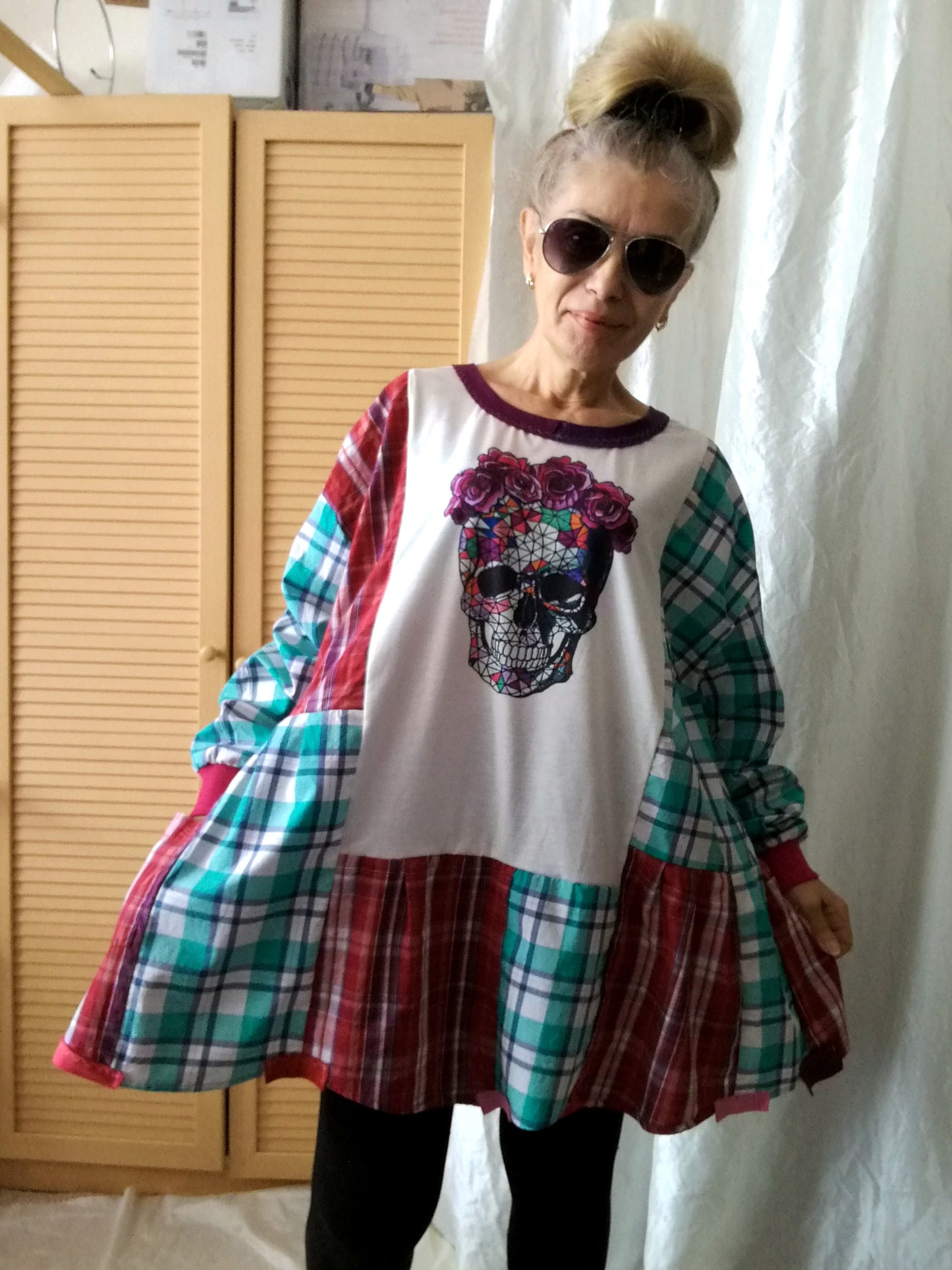 Plus Size T-Shirt Dress,5XL Maxi Skull Dress