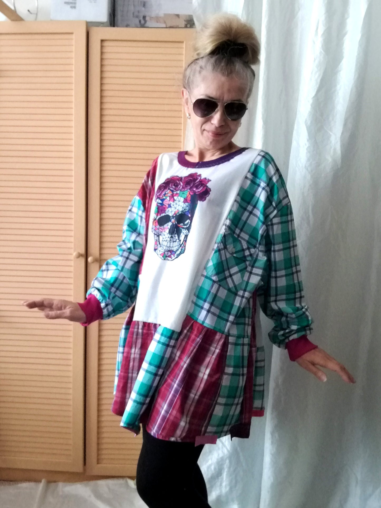 Plus Size T-Shirt Dress,5XL Maxi Skull Dress