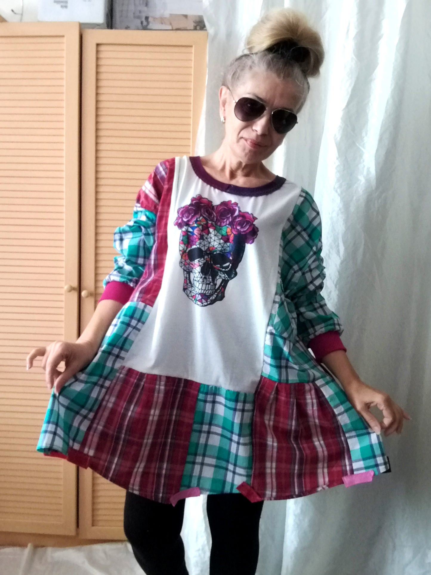 Plus Size T-Shirt Dress,5XL Maxi Skull Dress
