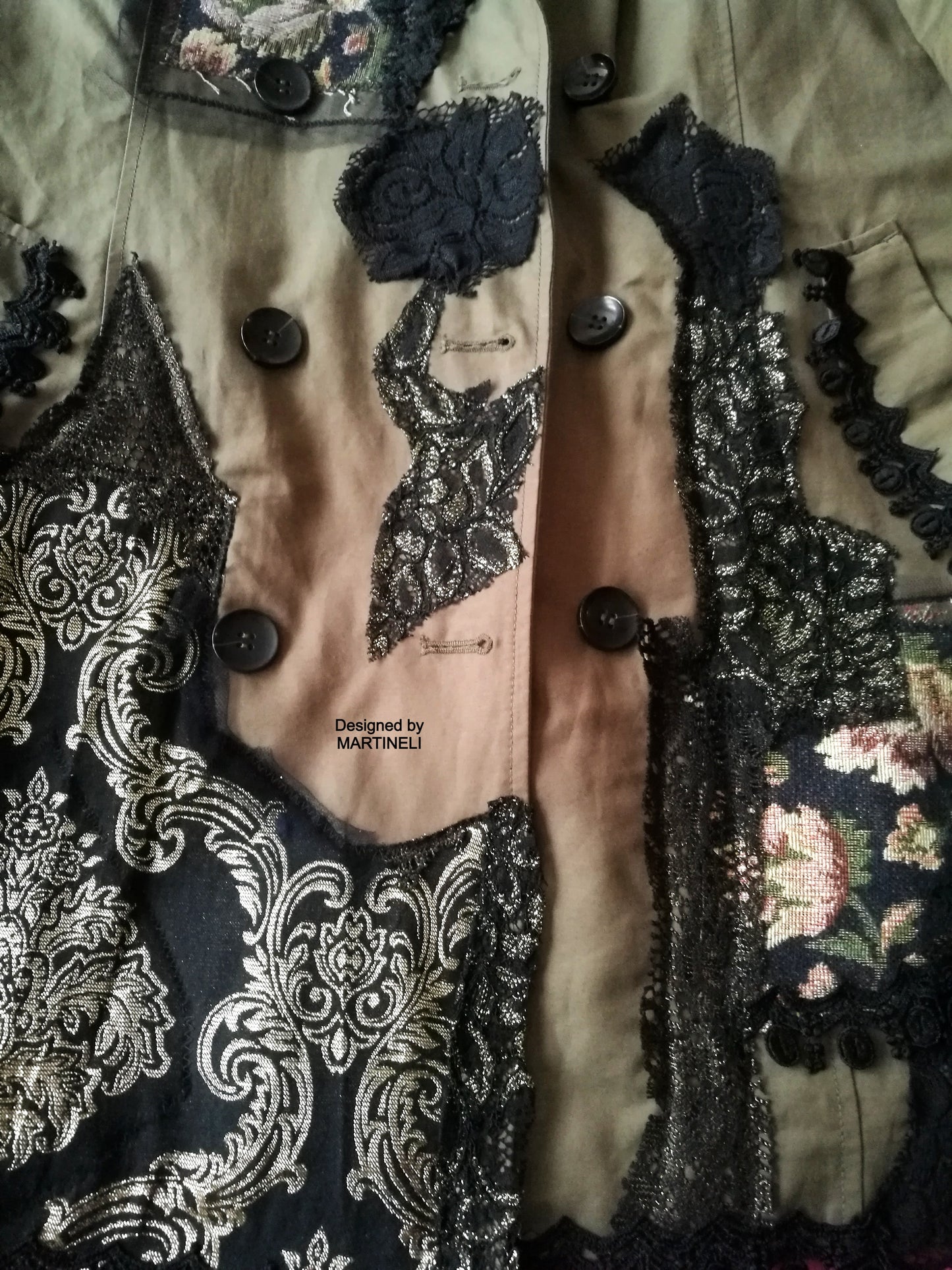 Khaki Hooded Overcoat,L Embroidered Hooded Trench Coat