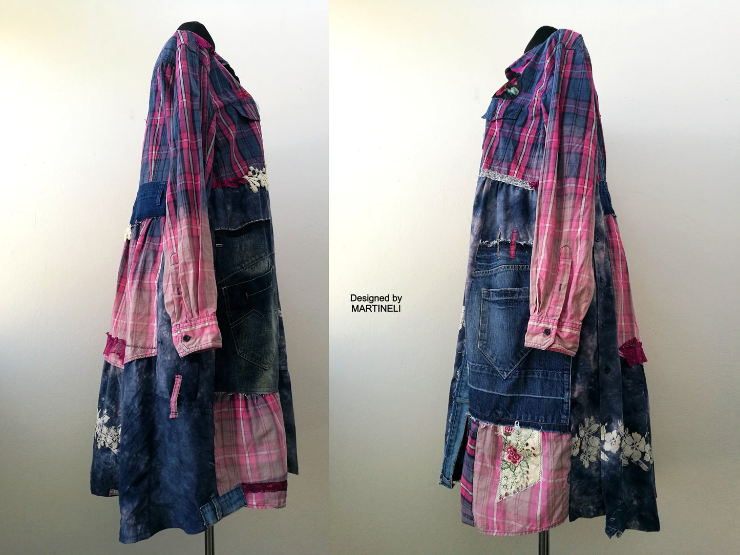 Plus Size Pink Jacket Dress,3XL Long Denim Duster Dress