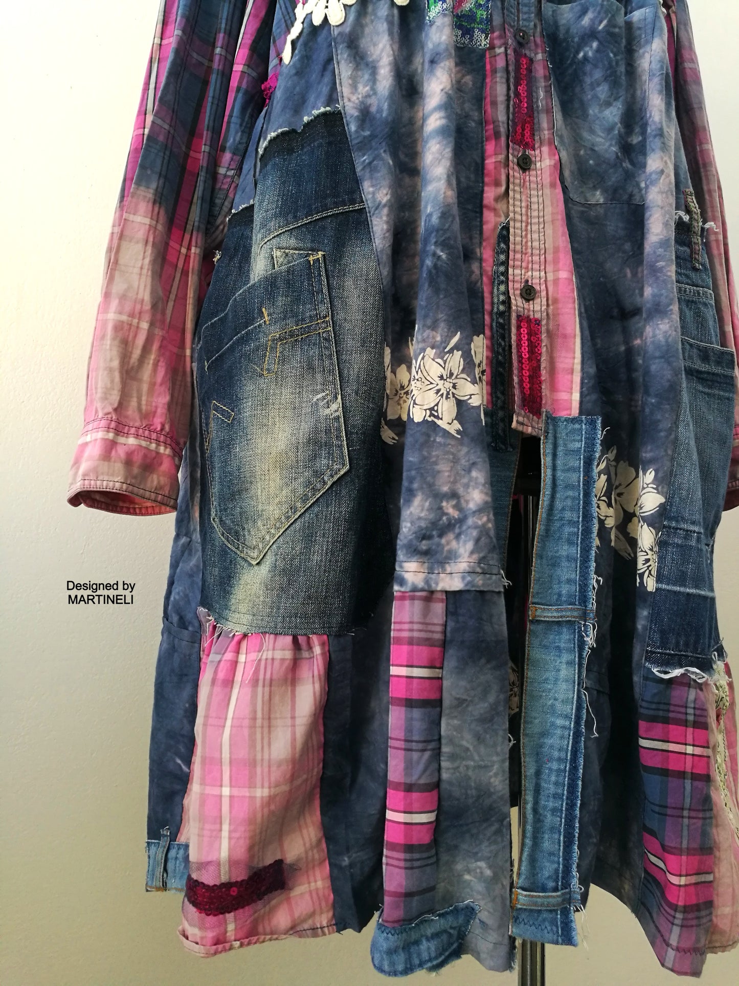 Plus Size Pink Jacket Dress,3XL Long Denim Duster Dress