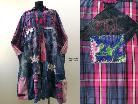 Plus Size Pink Jacket Dress,3XL Long Denim Duster Dress