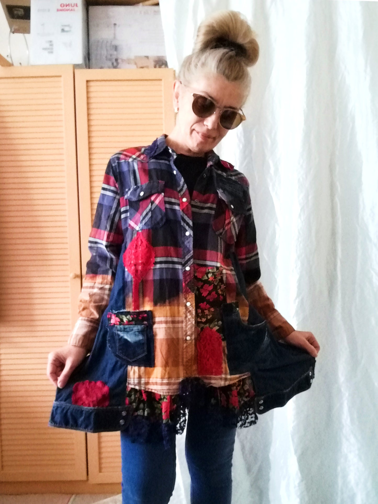 Denim Jacket Dress,M Embroidered Shirt Dress