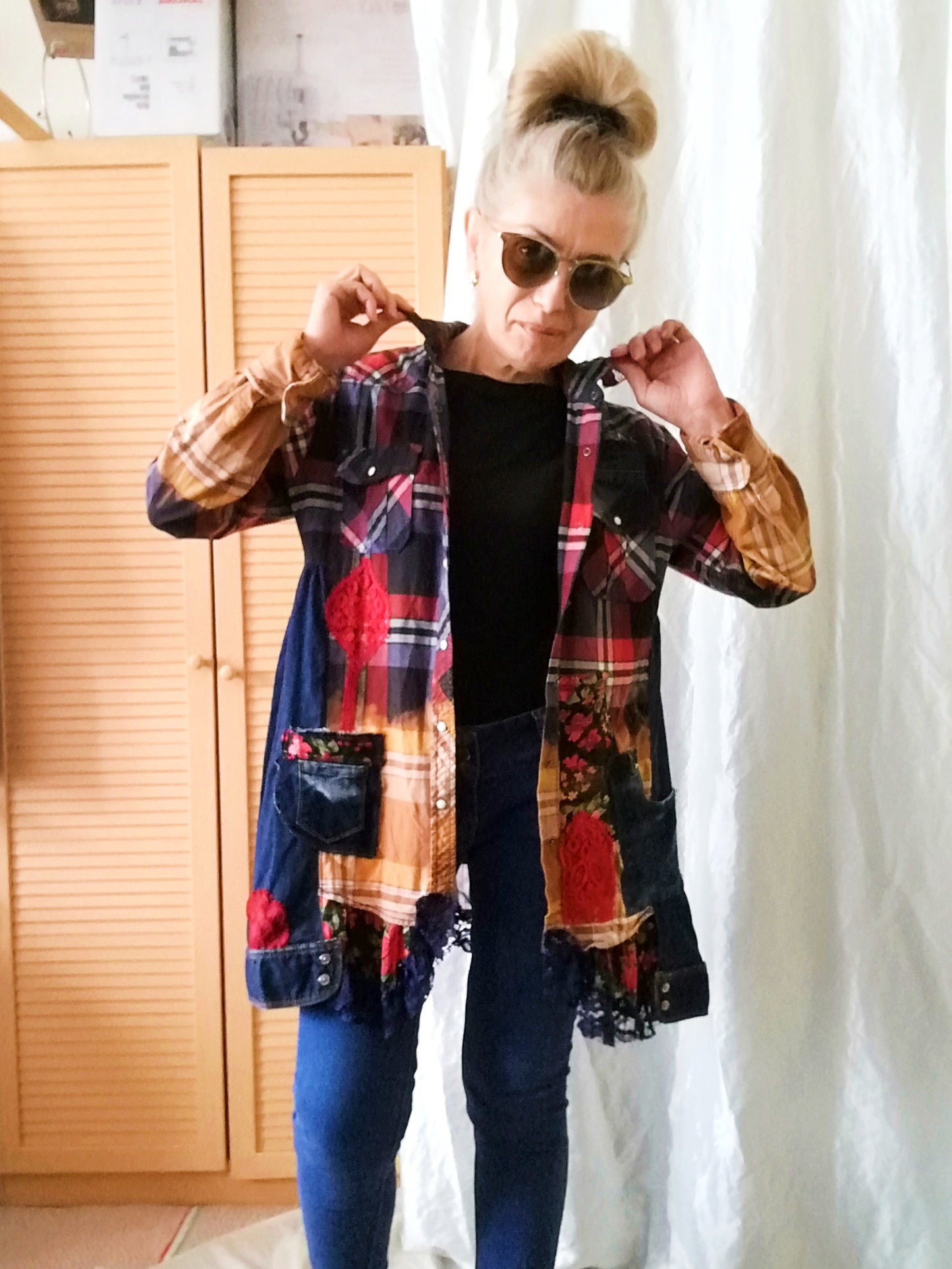Denim Jacket Dress,M Embroidered Shirt Dress