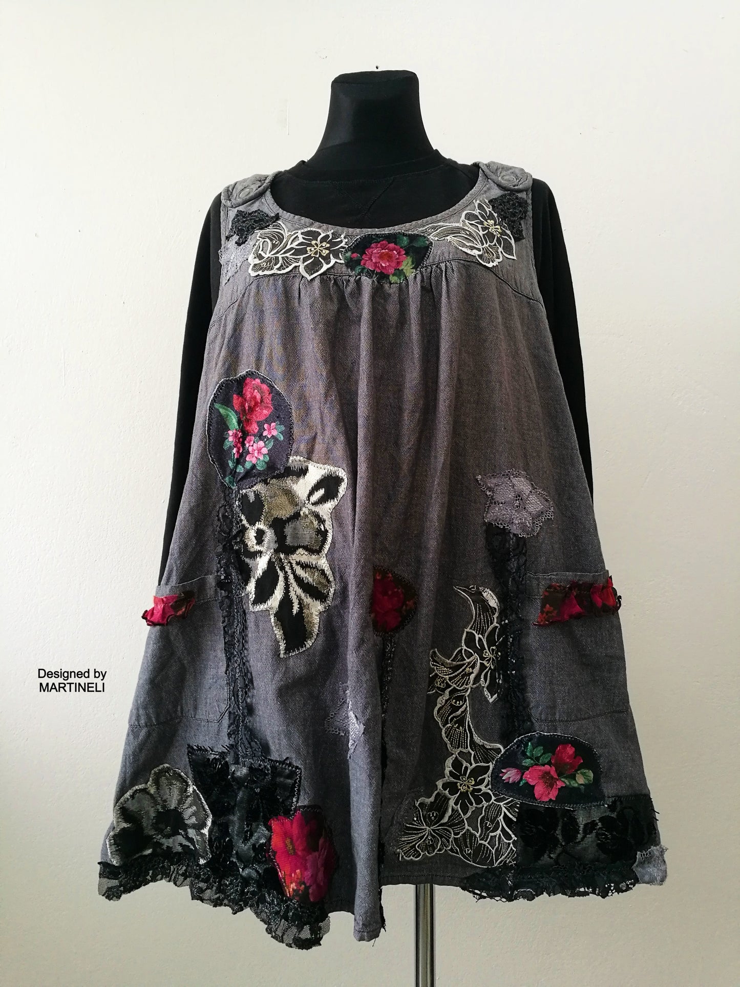 Plus Size Pinafore Dress,3X Boho Embroidered Overall Dress