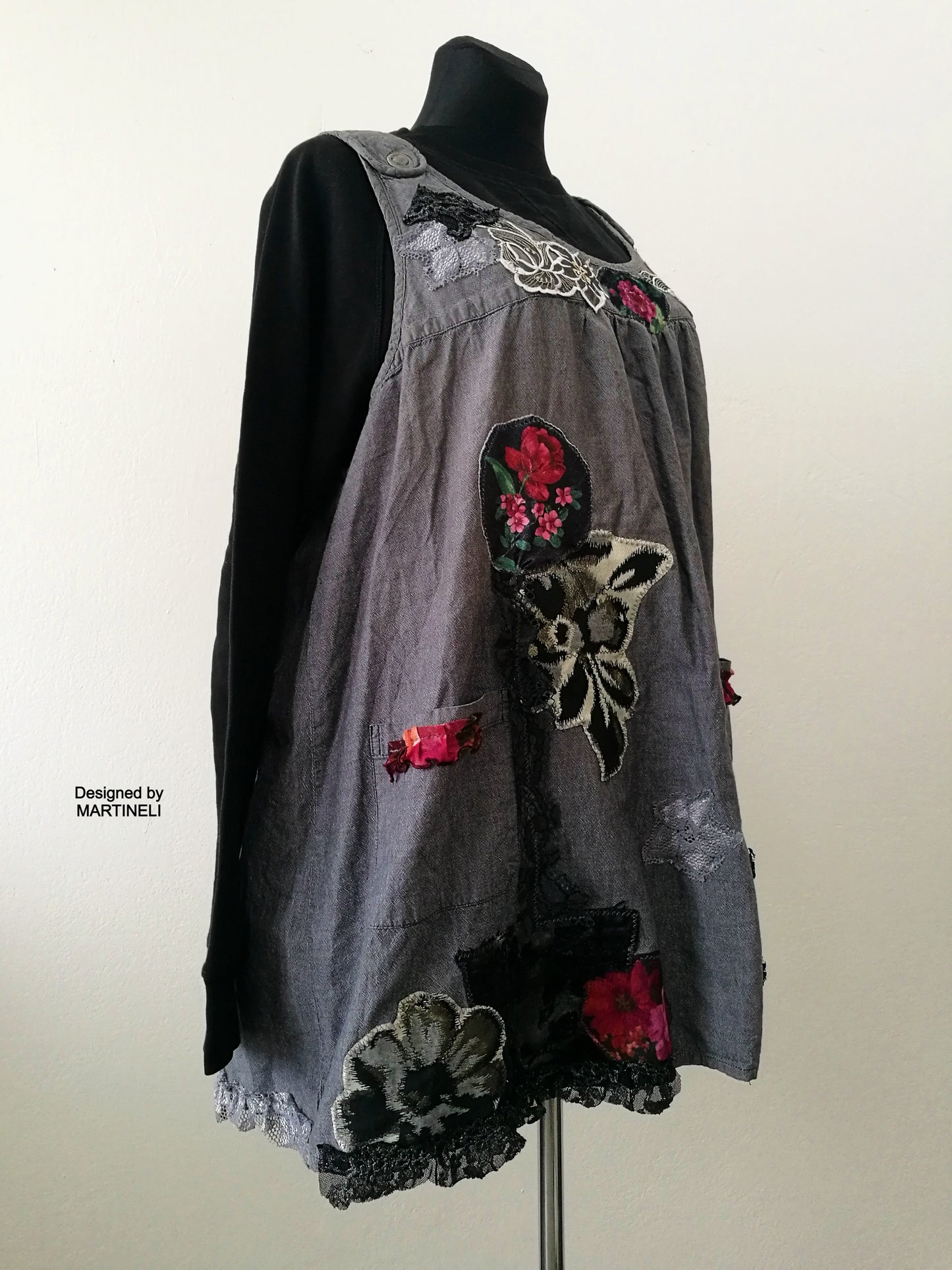 Plus Size Pinafore Dress,3X Boho Embroidered Overall Dress