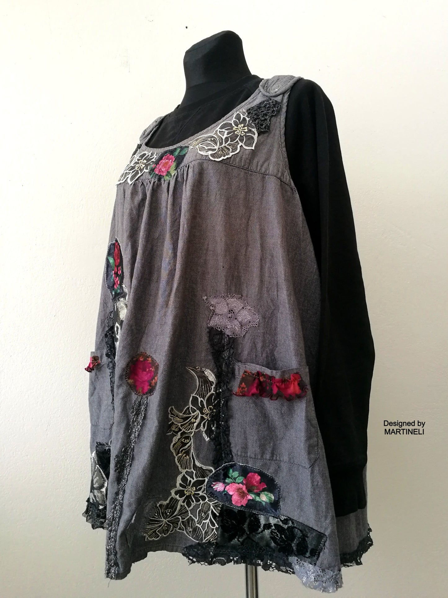 Plus Size Pinafore Dress,3X Boho Embroidered Overall Dress