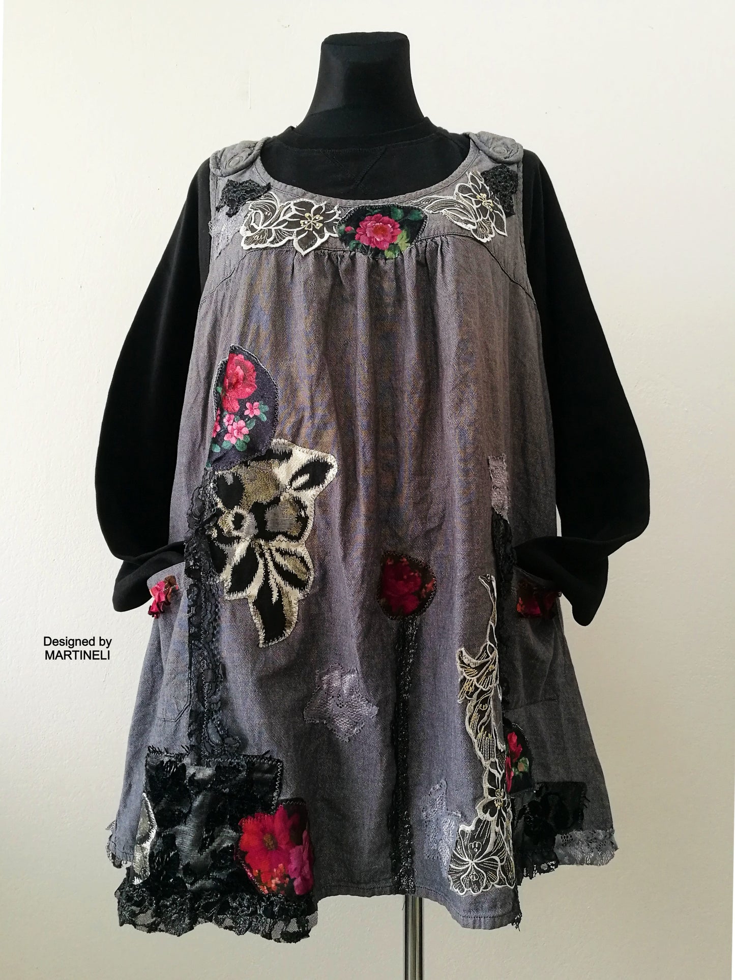 Plus Size Pinafore Dress,3X Boho Embroidered Overall Dress