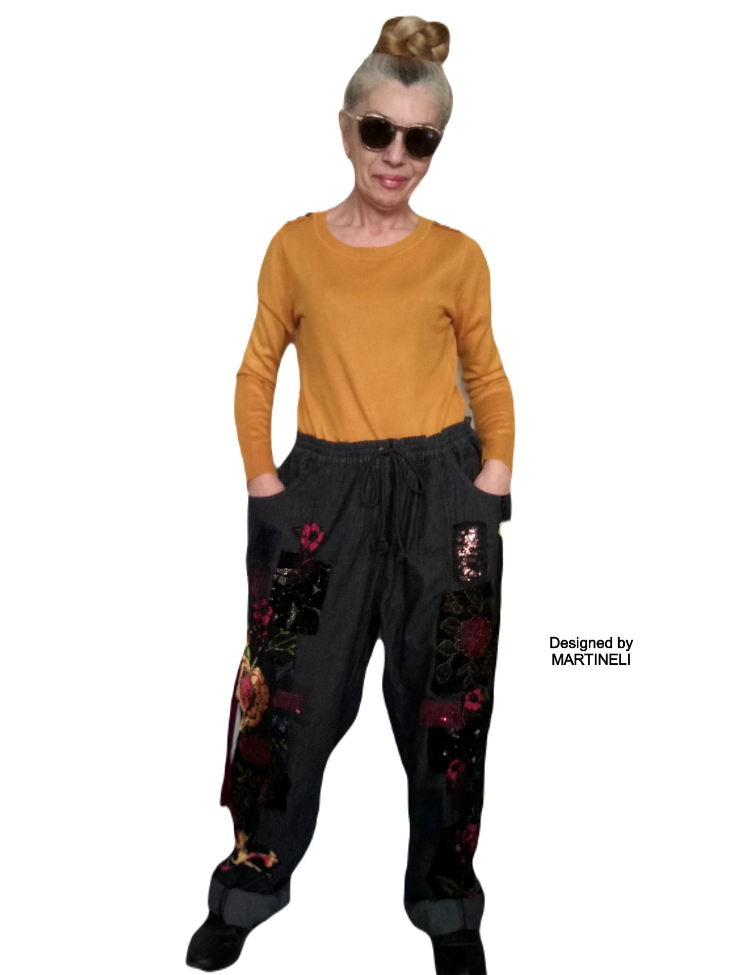 Plus Size Embroidered Jeans 2XL Boho Wide Leg Denim Pants