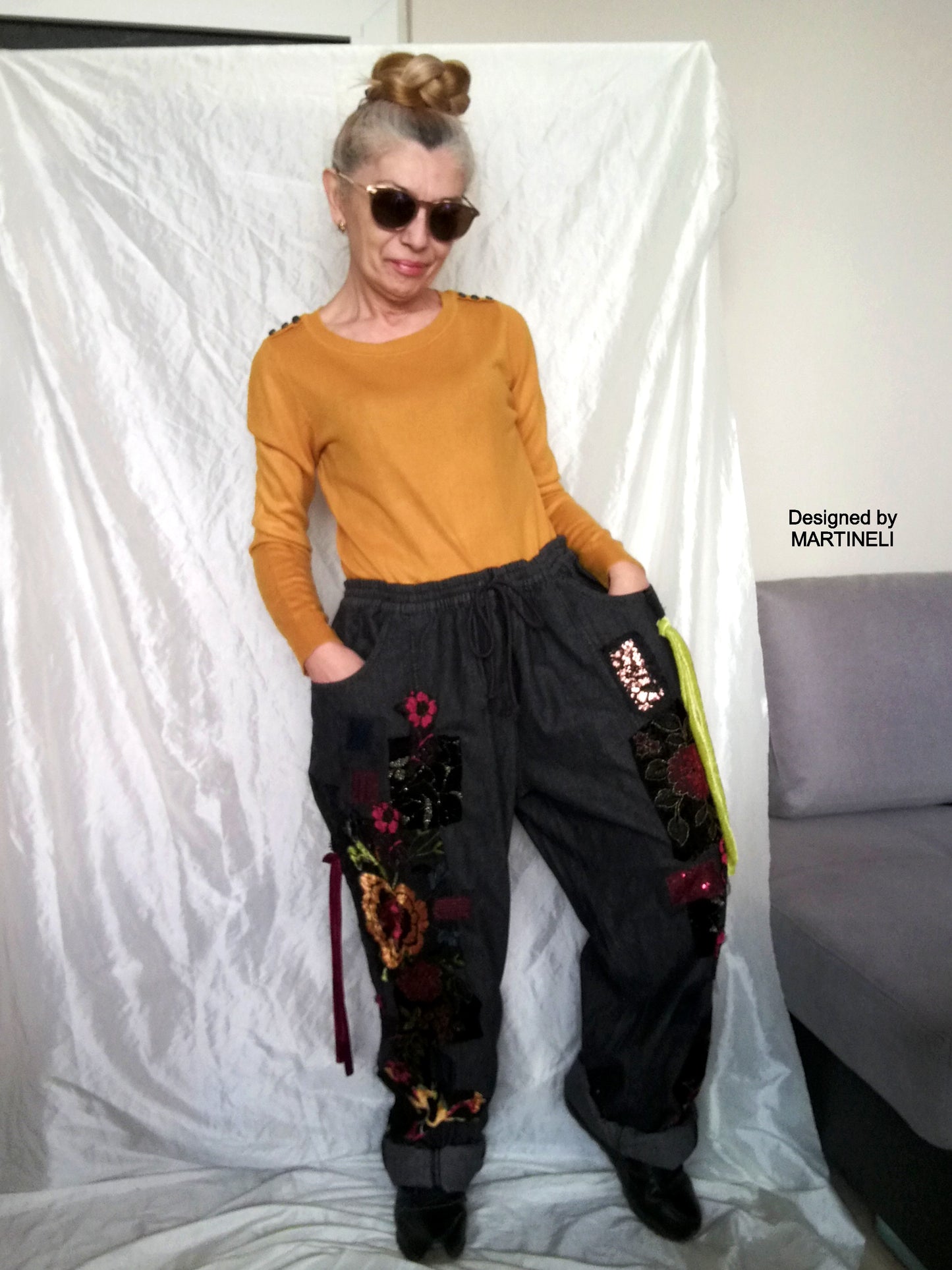 Plus Size Embroidered Jeans 2XL Boho Wide Leg Denim Pants