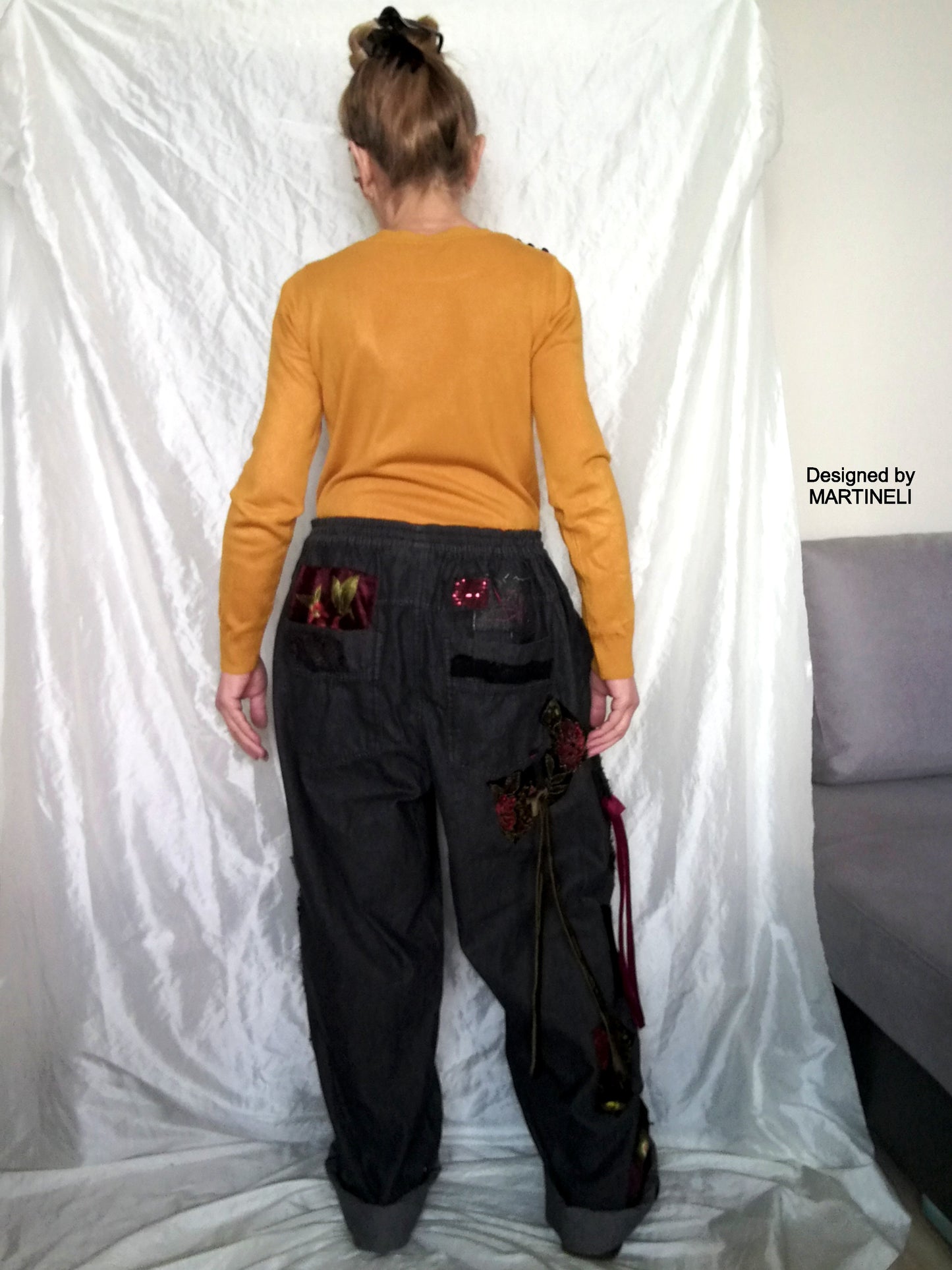 Plus Size Embroidered Jeans 2XL Boho Wide Leg Denim Pants
