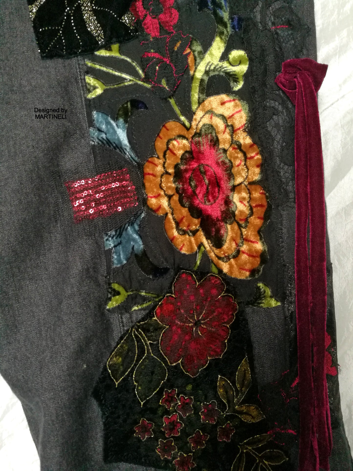 Plus Size Embroidered Jeans 2XL Boho Wide Leg Denim Pants