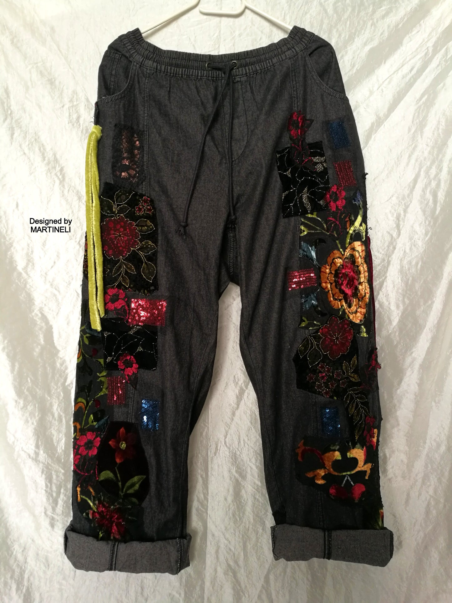 Plus Size Embroidered Jeans 2XL Boho Wide Leg Denim Pants