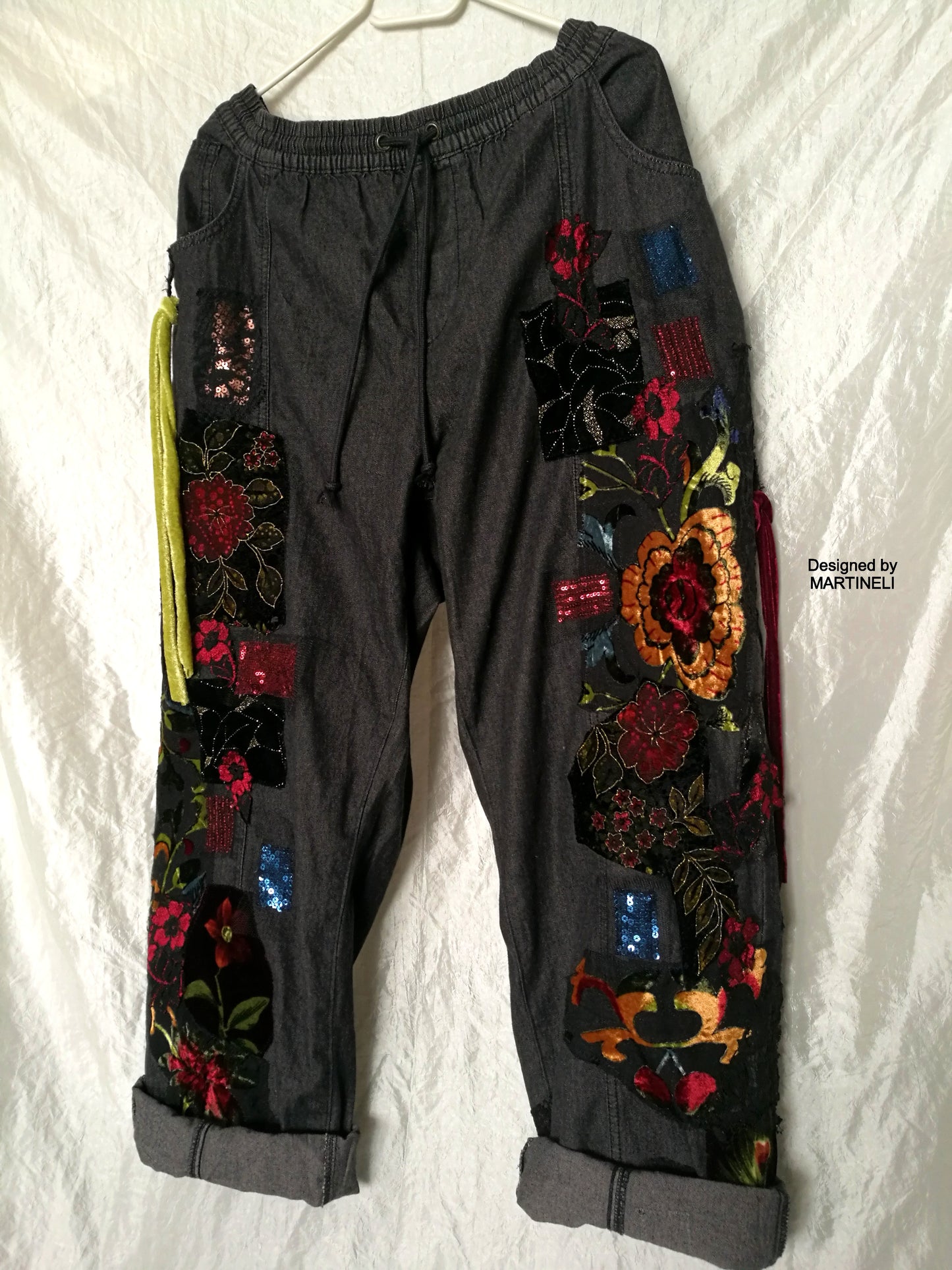 Plus Size Embroidered Jeans 2XL Boho Wide Leg Denim Pants