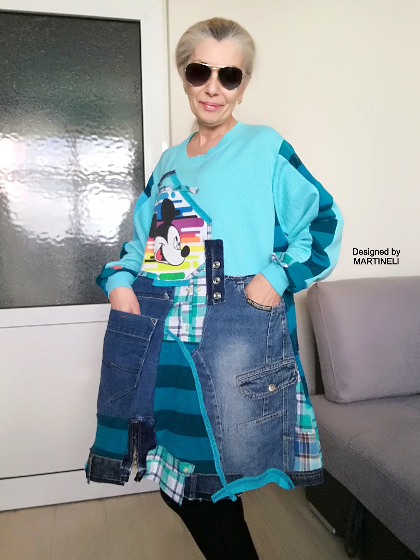 PLUS SIZE MICKEY MOUSE SWEATSHIRT DRESS 3X BOHO DENIM OUTFITS