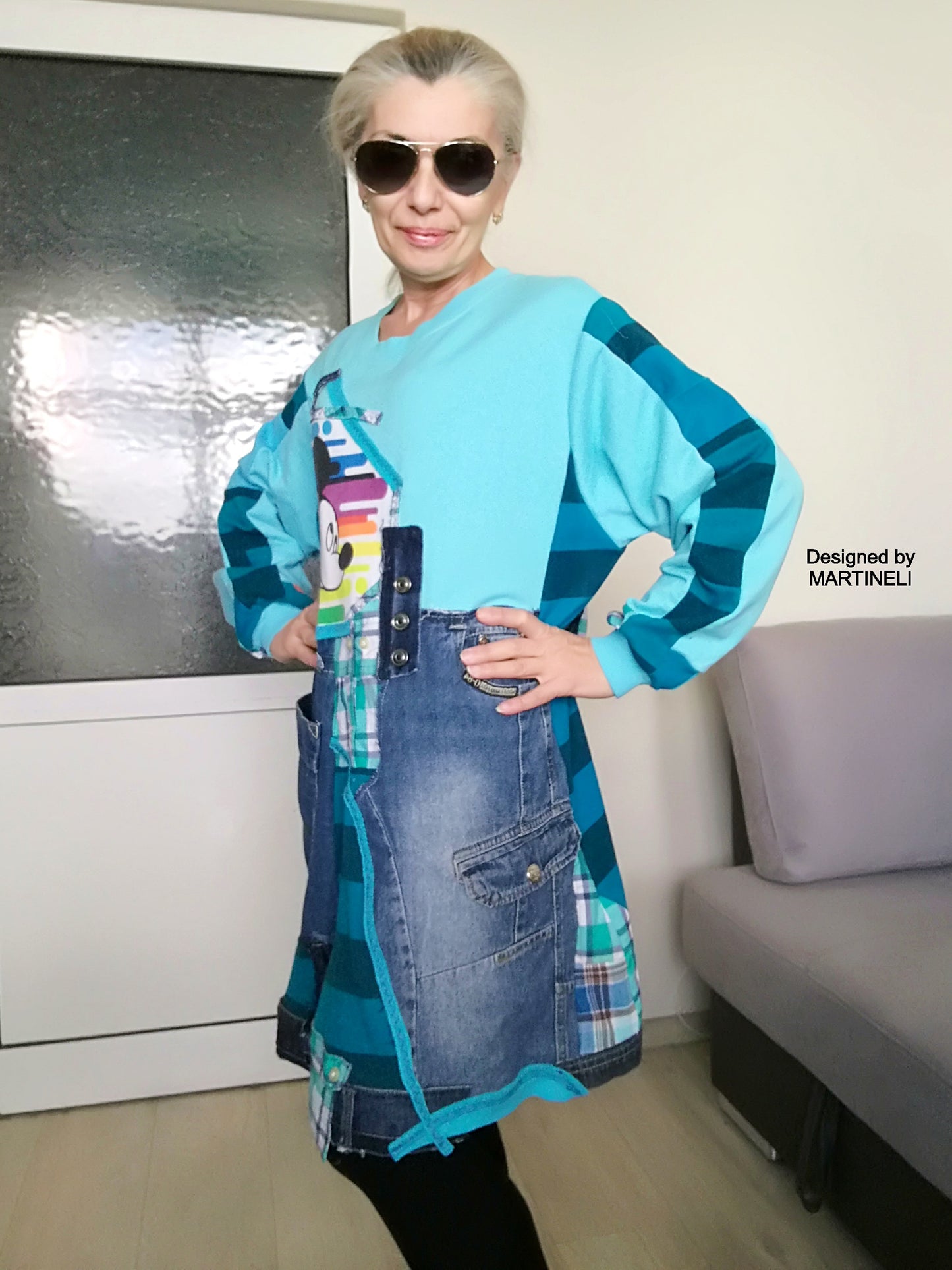 PLUS SIZE MICKEY MOUSE SWEATSHIRT DRESS 3X BOHO DENIM OUTFITS