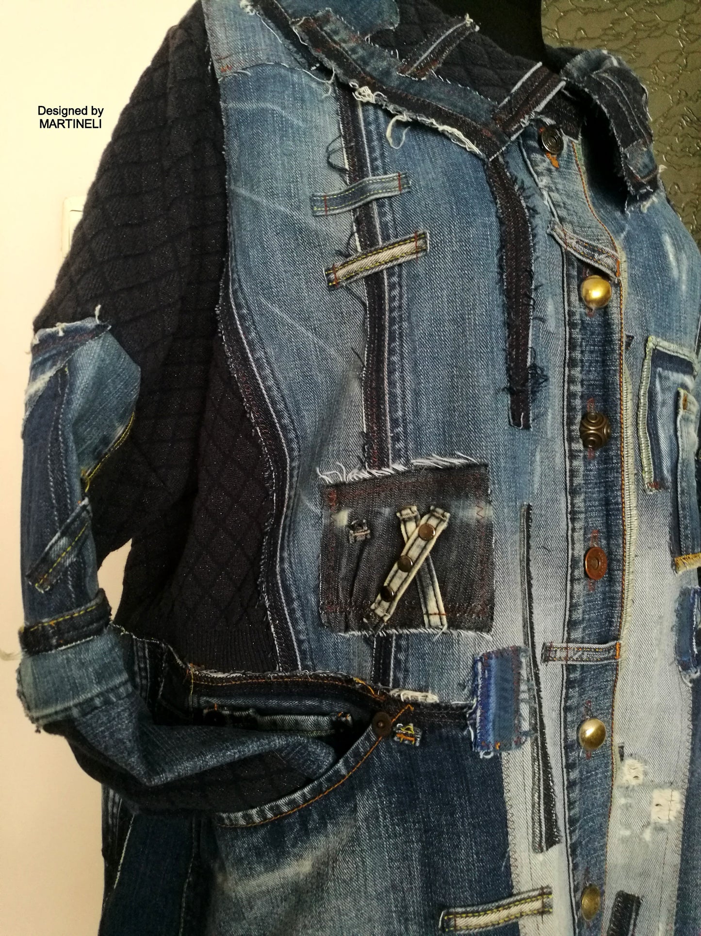 Plus Size Denim Jacket 3X/4X Boho Style Distressed Denim Jacket