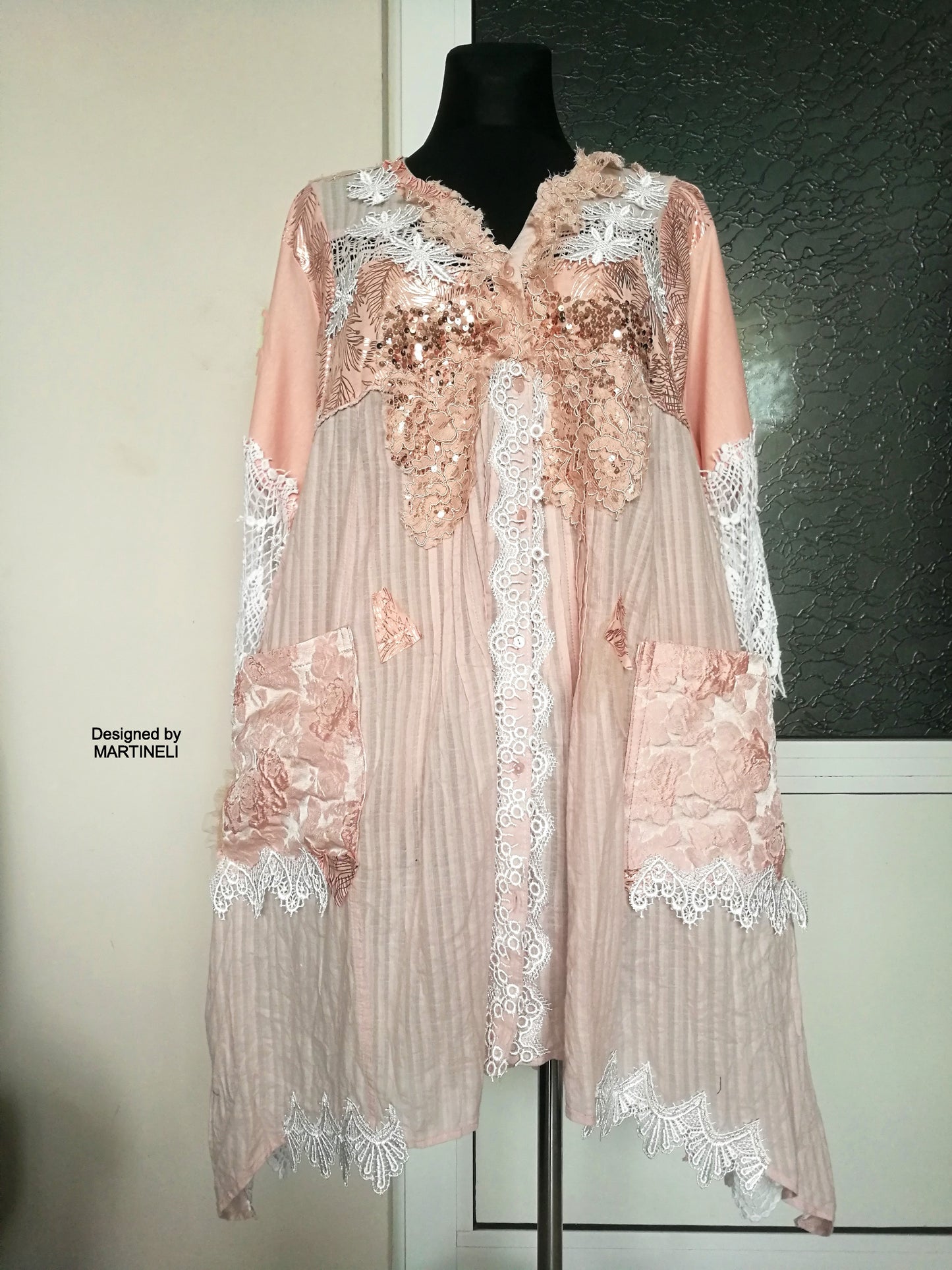 PLUS SIZE PINK JACKET DRESS 5XL MAXI BOHO SHIRT DRESS