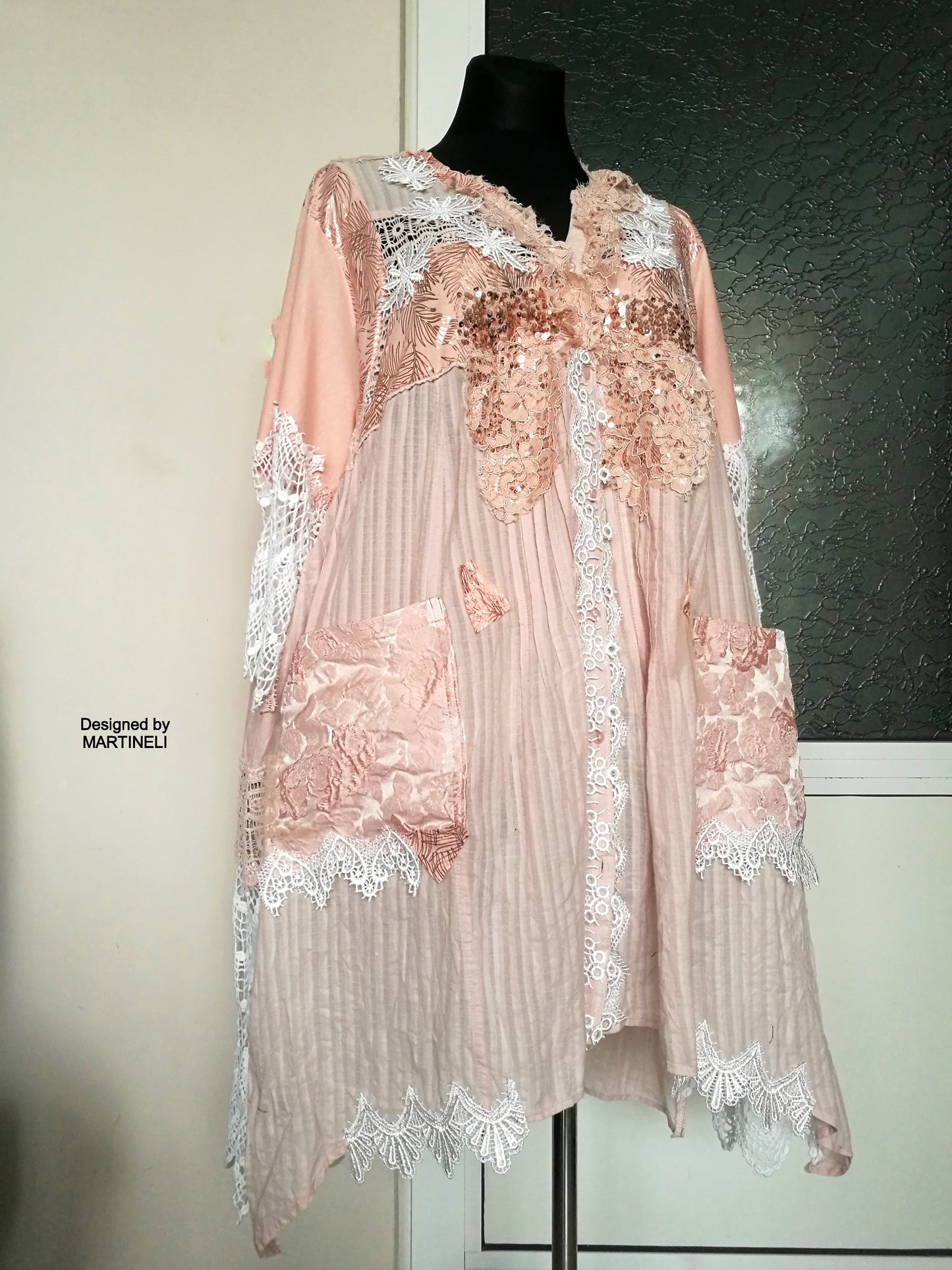 PLUS SIZE PINK JACKET DRESS 5XL MAXI BOHO SHIRT DRESS