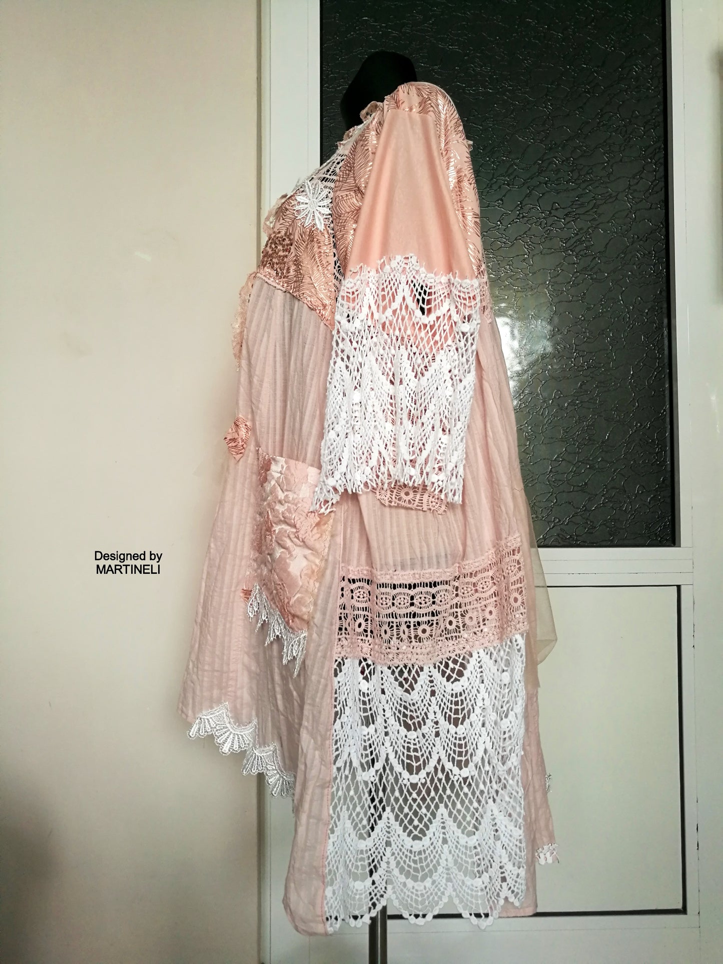 PLUS SIZE PINK JACKET DRESS 5XL MAXI BOHO SHIRT DRESS