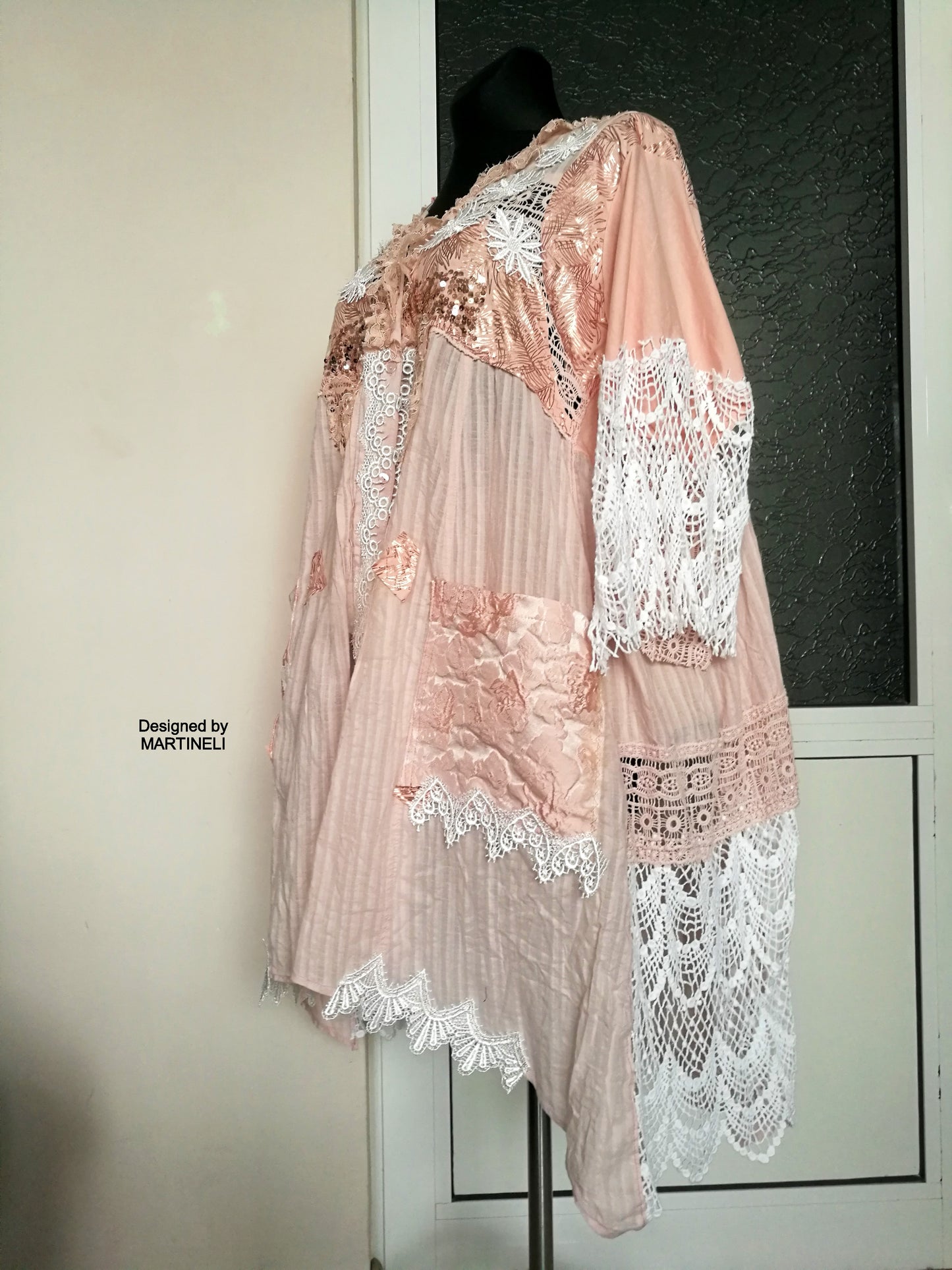PLUS SIZE PINK JACKET DRESS 5XL MAXI BOHO SHIRT DRESS