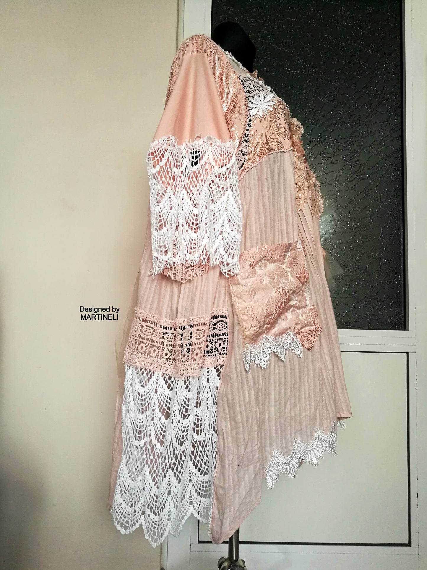 PLUS SIZE PINK JACKET DRESS 5XL MAXI BOHO SHIRT DRESS