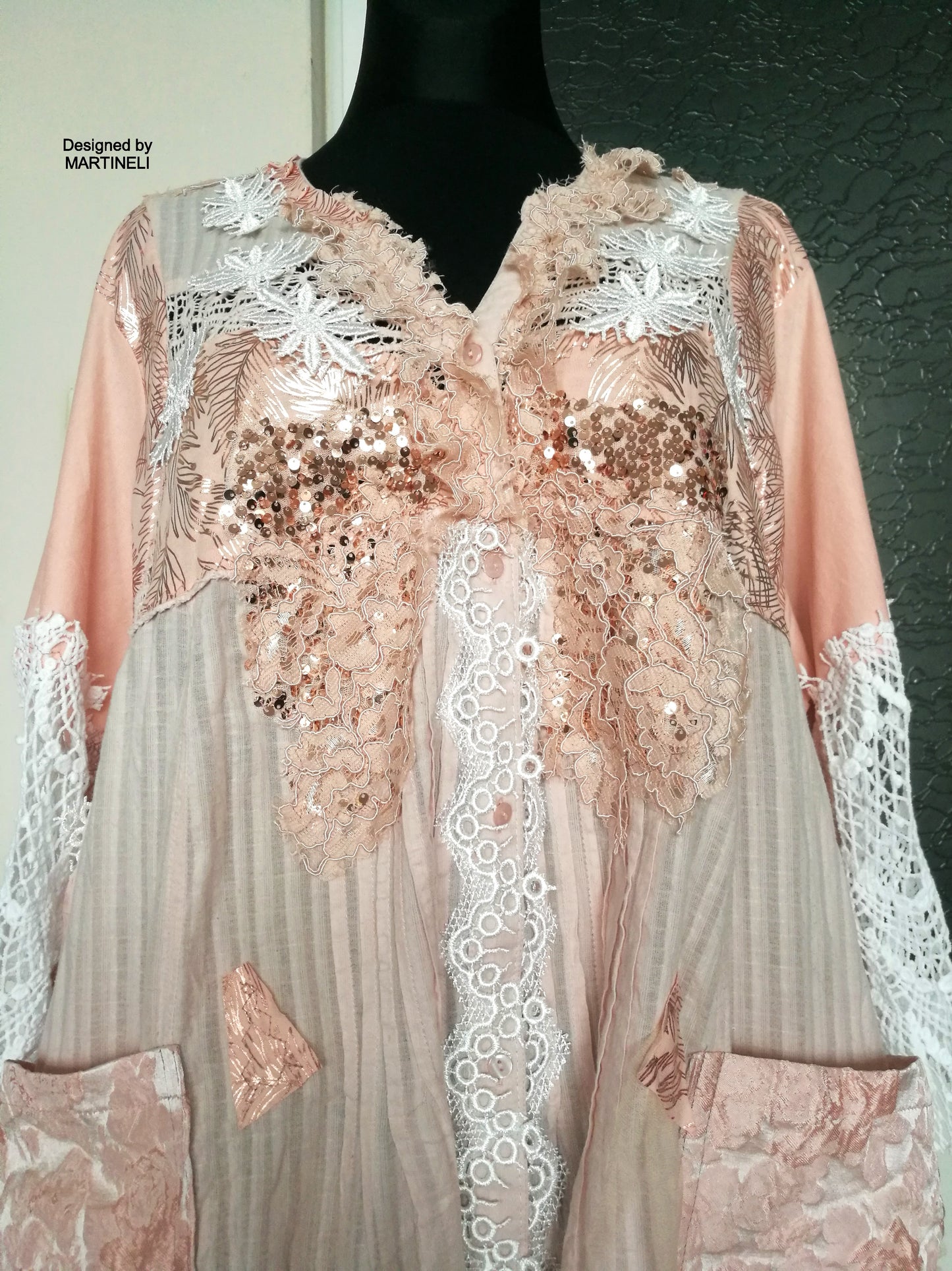PLUS SIZE PINK JACKET DRESS 5XL MAXI BOHO SHIRT DRESS