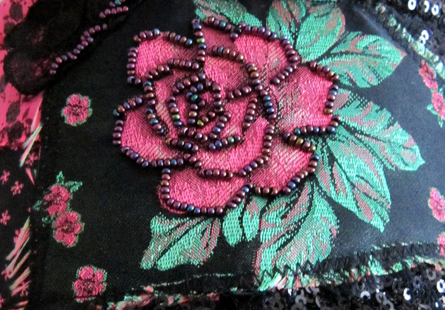 Winter Headband for Women,Black Floral Faux Fur Headband