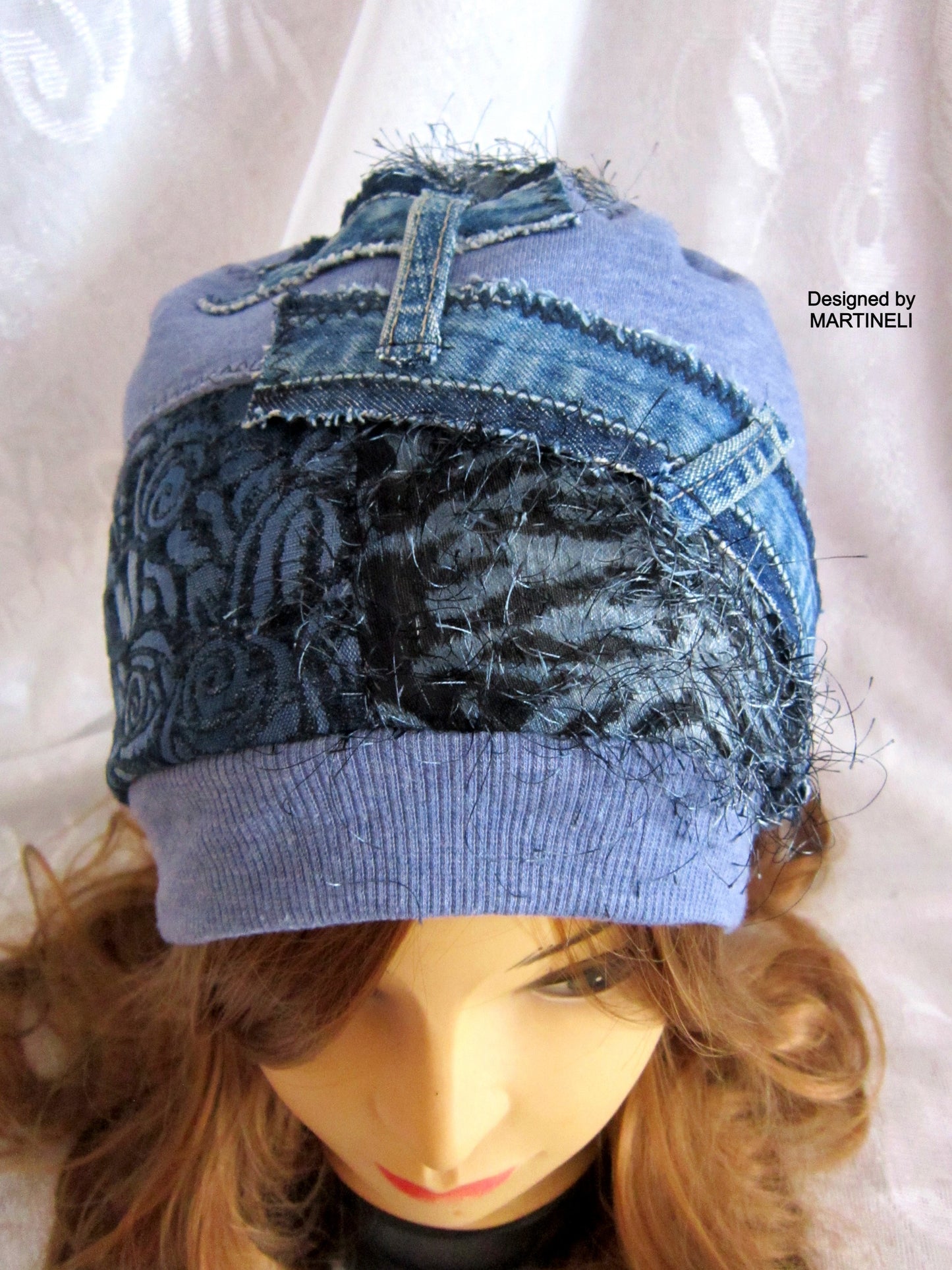 Beanies for Women, Blue Cotton Beanie,Warm Winter Hat for Women