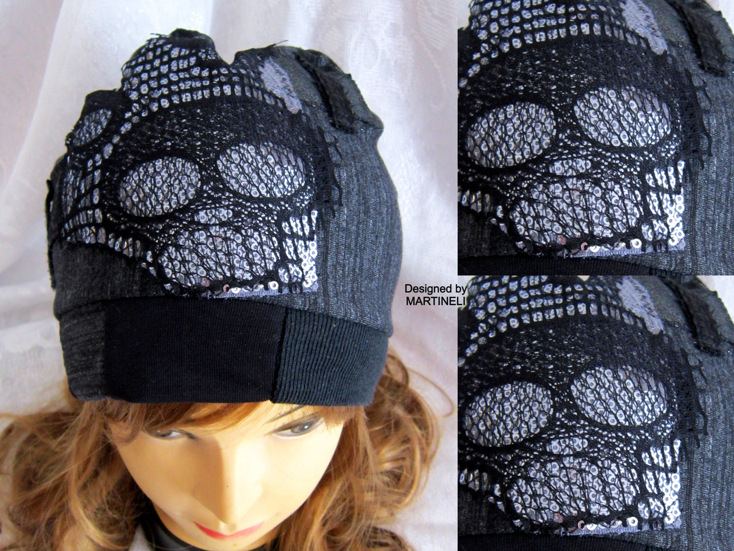 Beanie Hat for Women,Gray Skull Beanie Hat